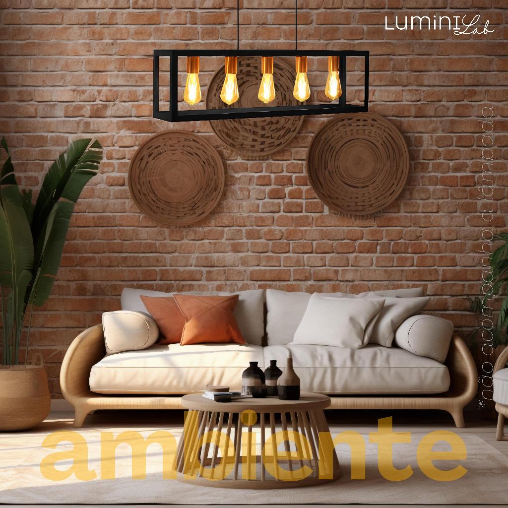 Pendente Dantas Aluminio Teto E27 5 Luzes Lumini Lab