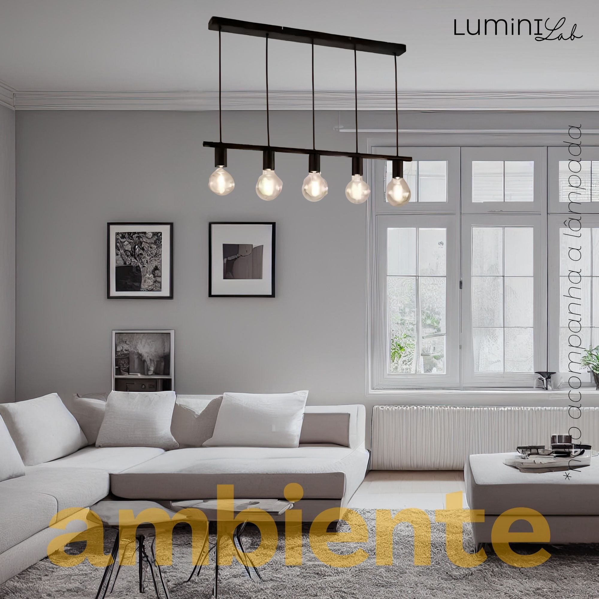 Pendente Koppla Aluminio Teto Cabo 1 metro 5 Luzes E27 Bivolt Lumini Lab