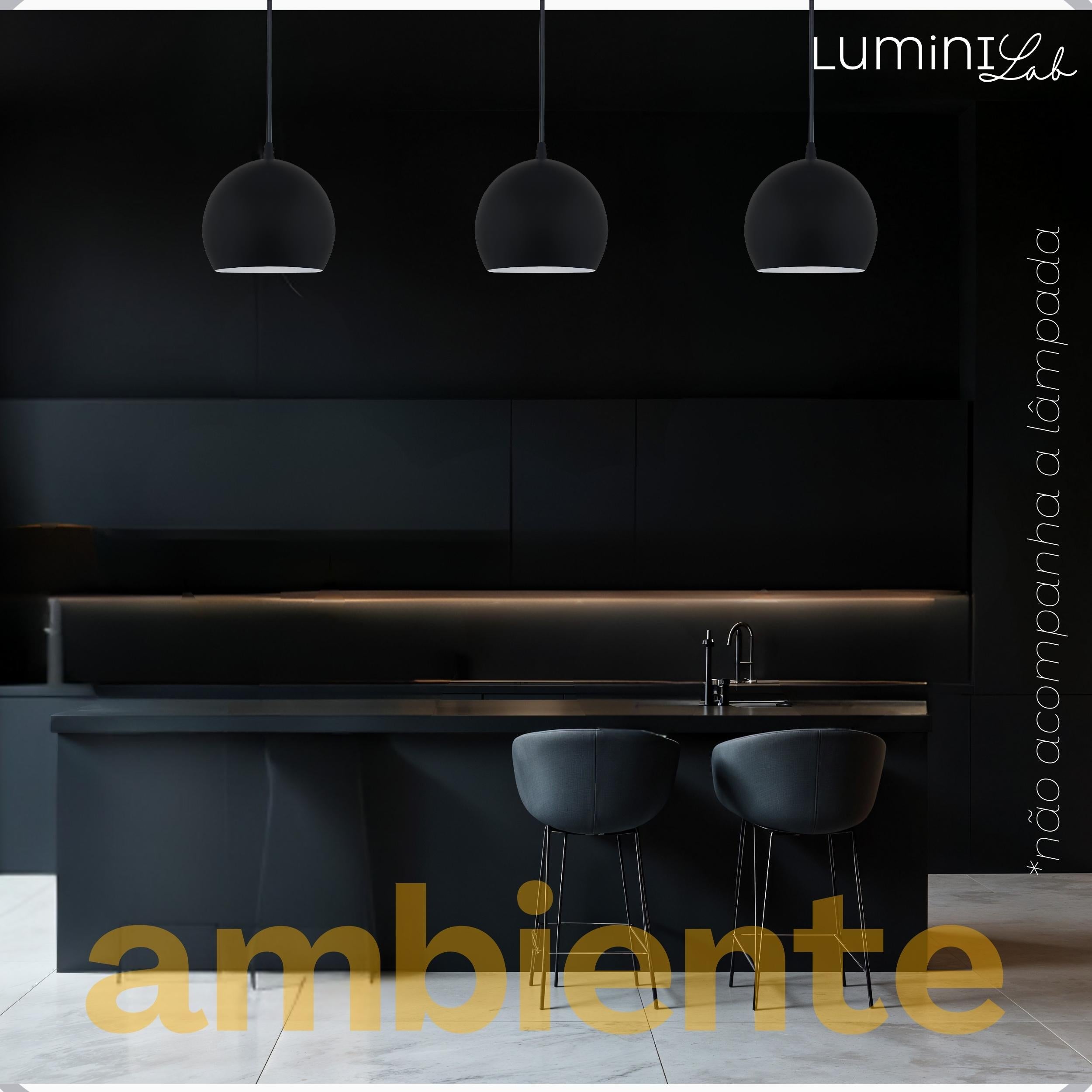 Pendente Coquinho Aluminio Teto E27 1 Luz Lumini Lab