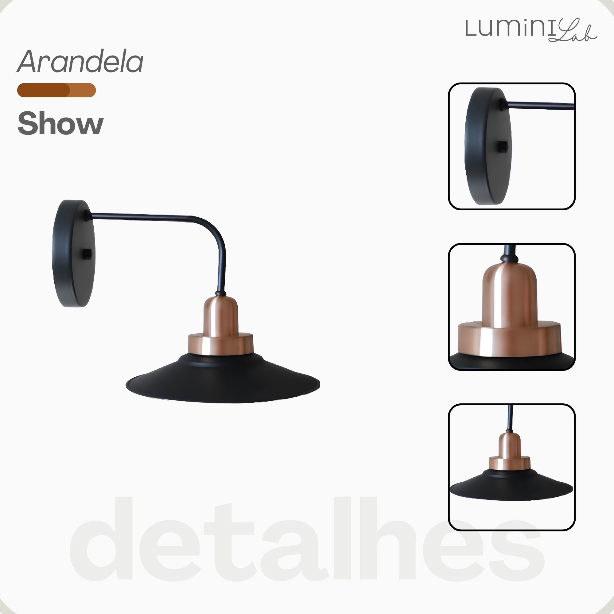 Arandela Show Aluminio Parede E27 1 Luz Lumini Lab