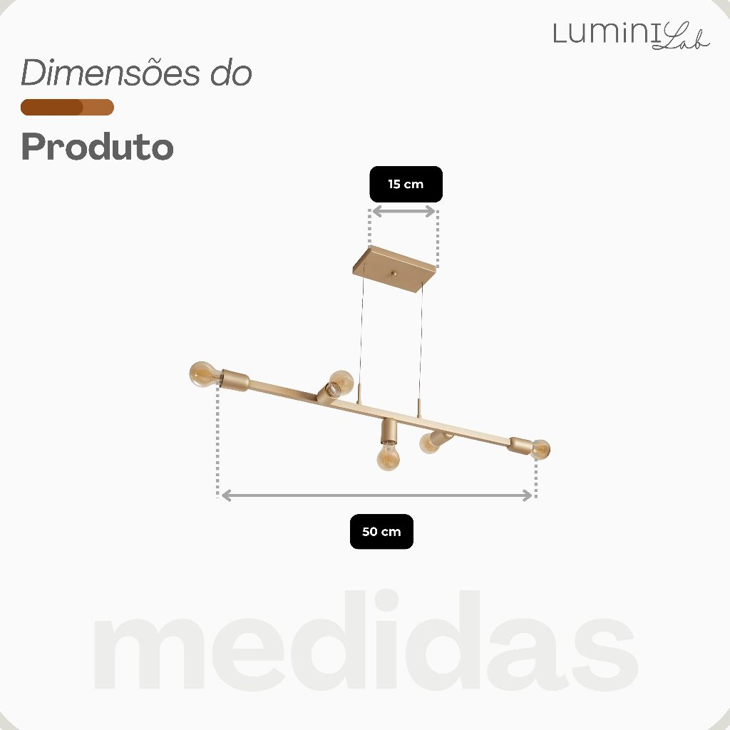 Pendente Tazza Aluminio Teto E27 5 Luzes Lumini Lab