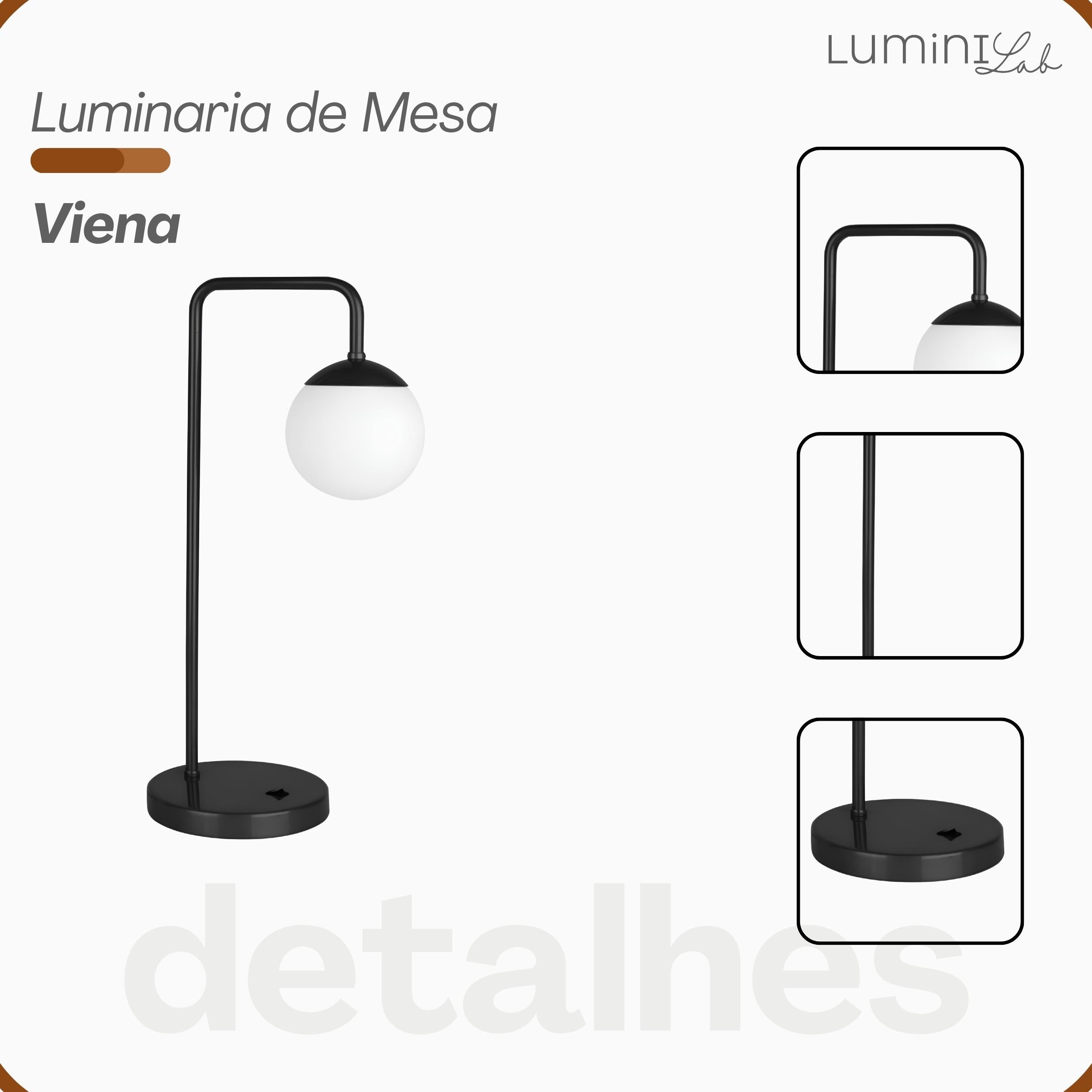 Luminaria de Mesa Vintage Retrô Aluminio D12 G9 1 Luz Fixa Lumini Lab