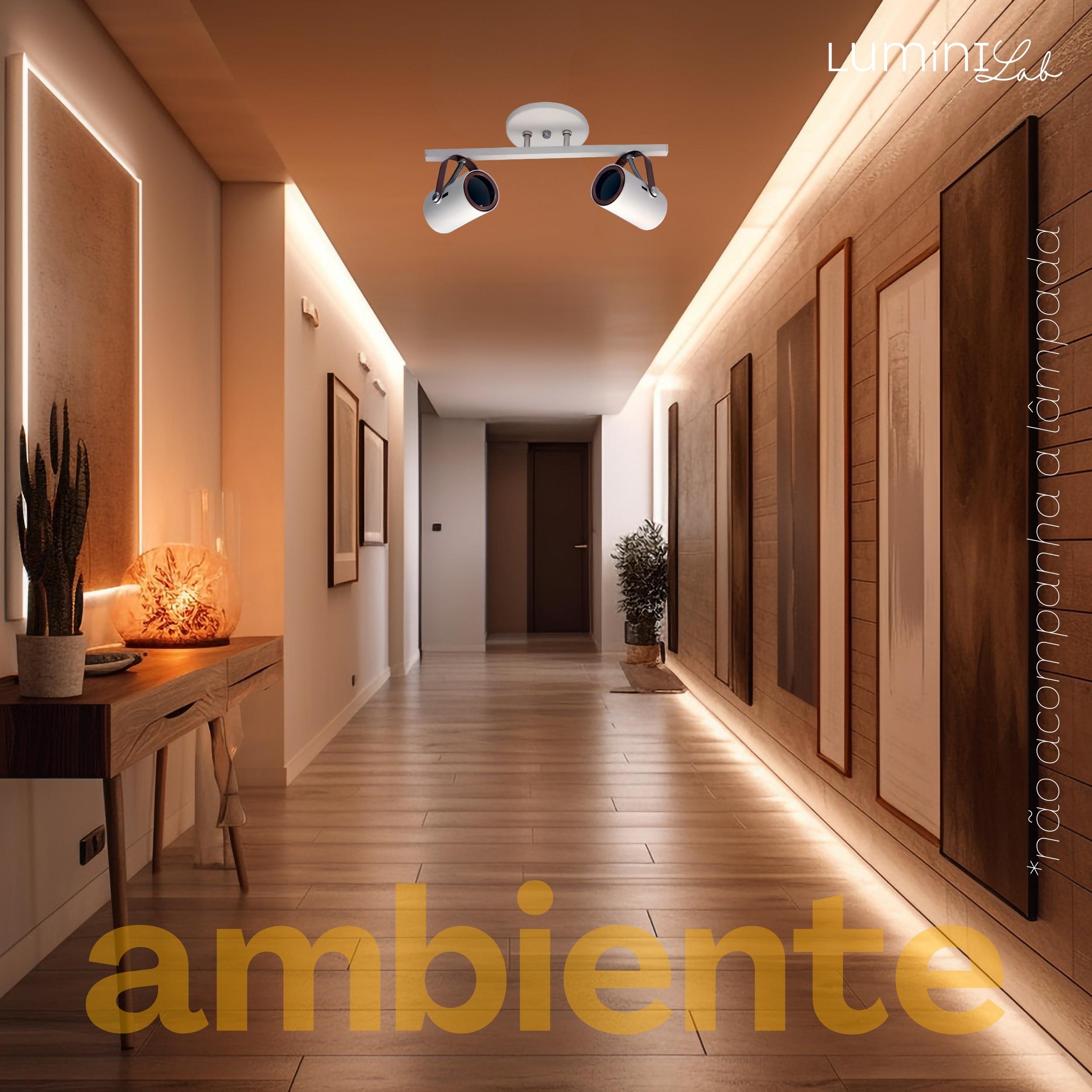Spot Trilho Moderno Aluminio Teto GU10 2 Luzes Lumini Lab