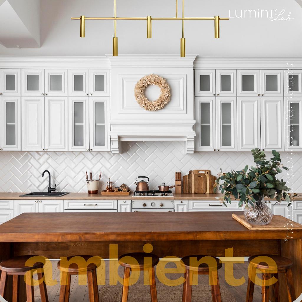 Pendente Lux Aluminio Teto GU10 5 Luzes Lumini Lab