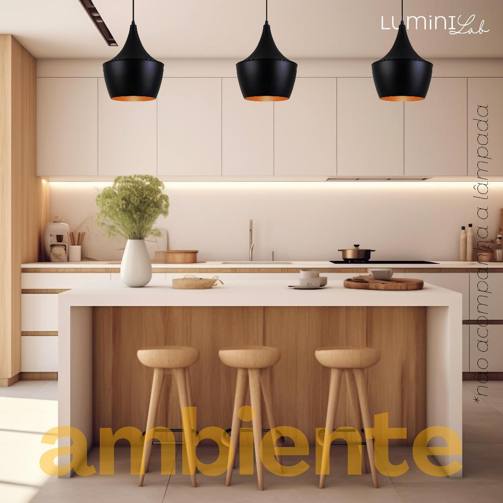 Pendente New Yorque Aluminio Teto Cabo 1 metro 1 Luz E27 Bivolt Lumini Lab