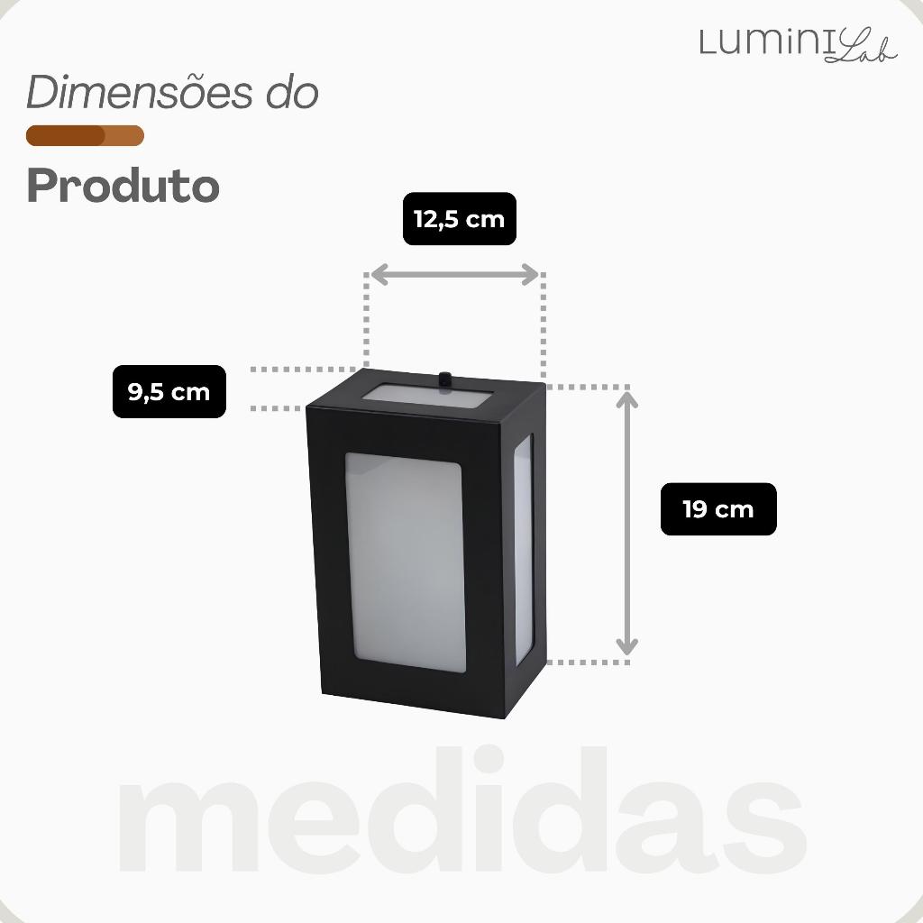 Arandela Retangular Aluminio 5 Fachos Parede E27 1 Luz Lumini Lab