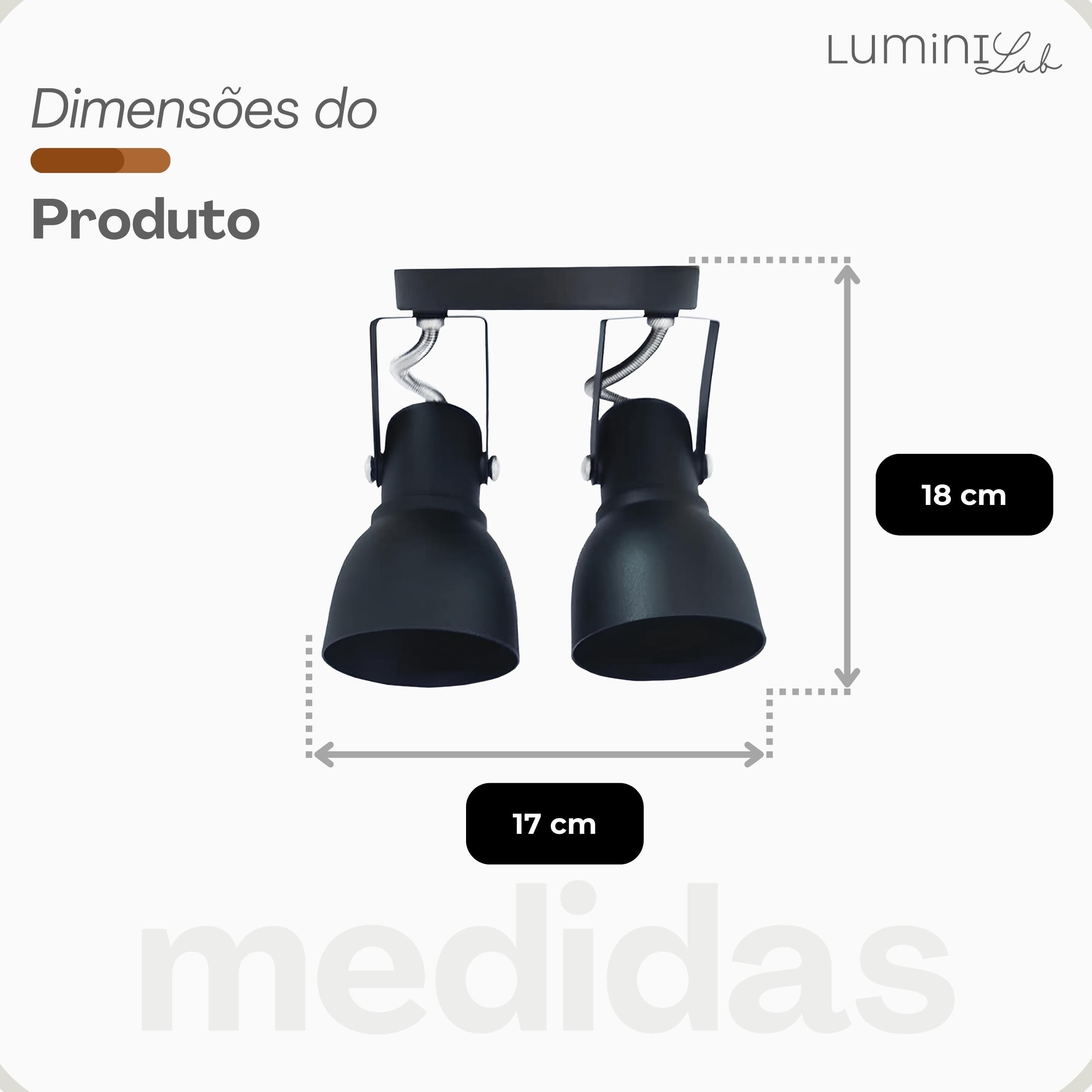 Spot Trilho Popular Aluminio Teto 2 Luzes E27 Bivolt Lumini Lab