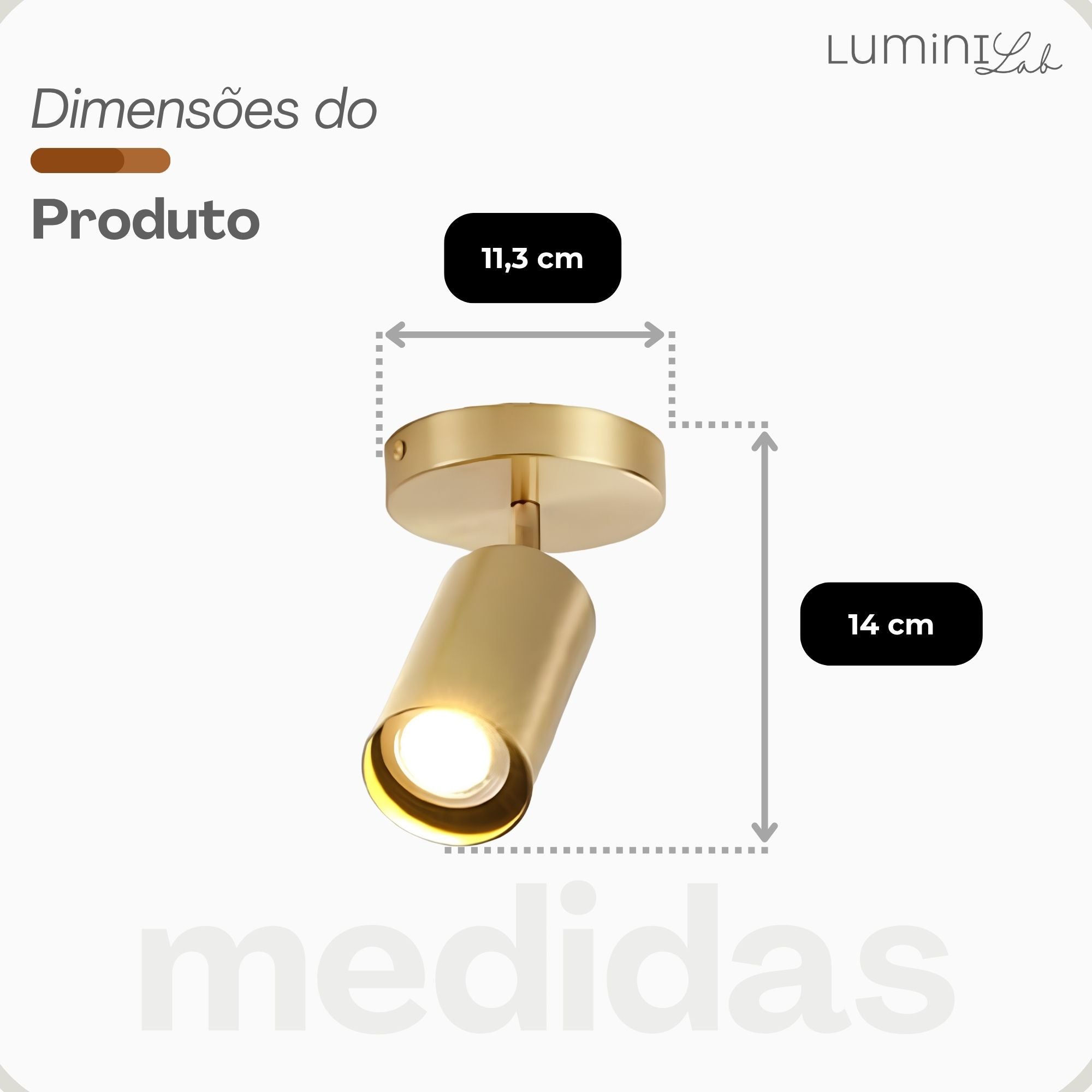 Spot Industrial Aluminio Teto 1 Luz GU10 Bivolt Lumini Lab