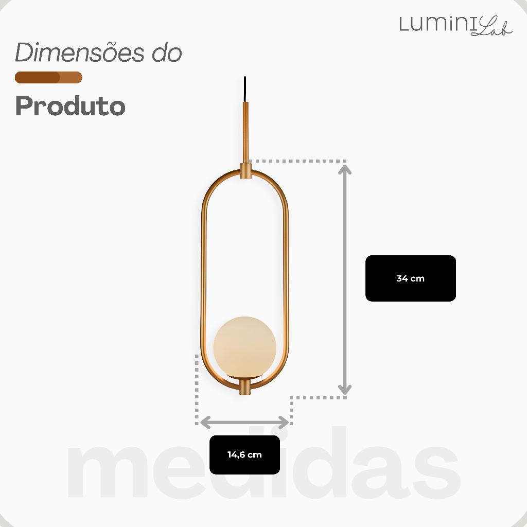 Kit 2x Pendente Arco Aluminio D12 Teto G9 1 Luz Lumini Lab