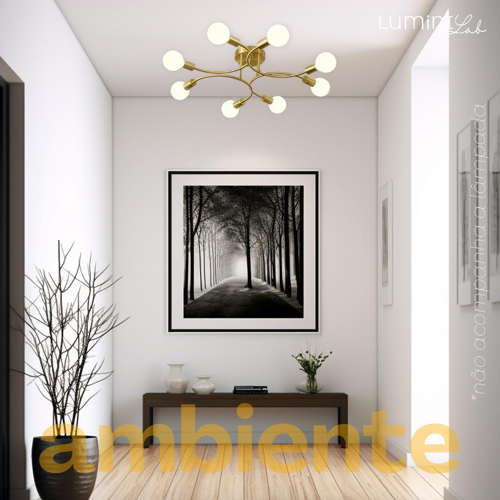 Plafon Max Aluminio Teto E27 8 Luzes Lumini Lab