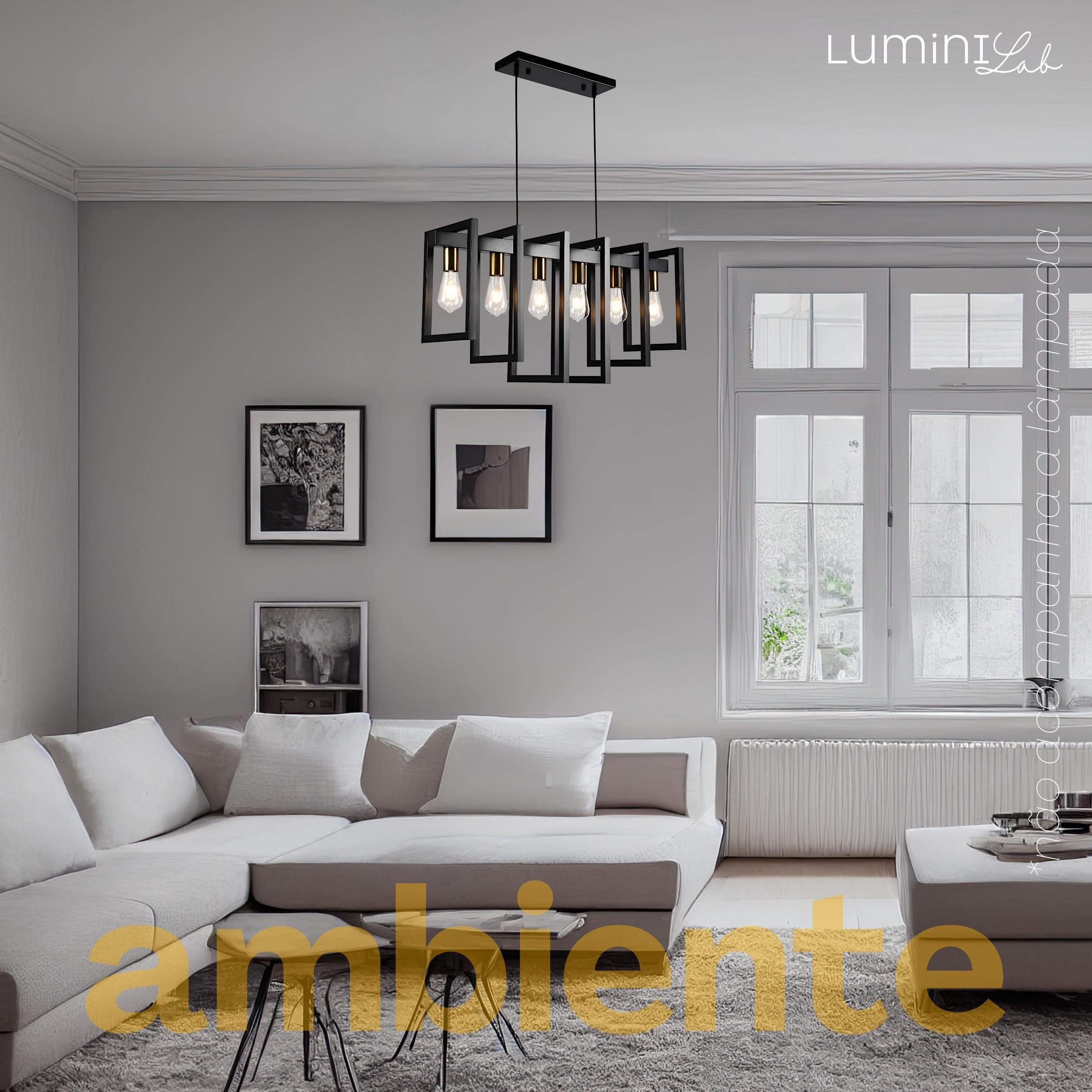 Pendente Polônia Aluminio 6 Luzes E27 Bivolt Lumini Lab