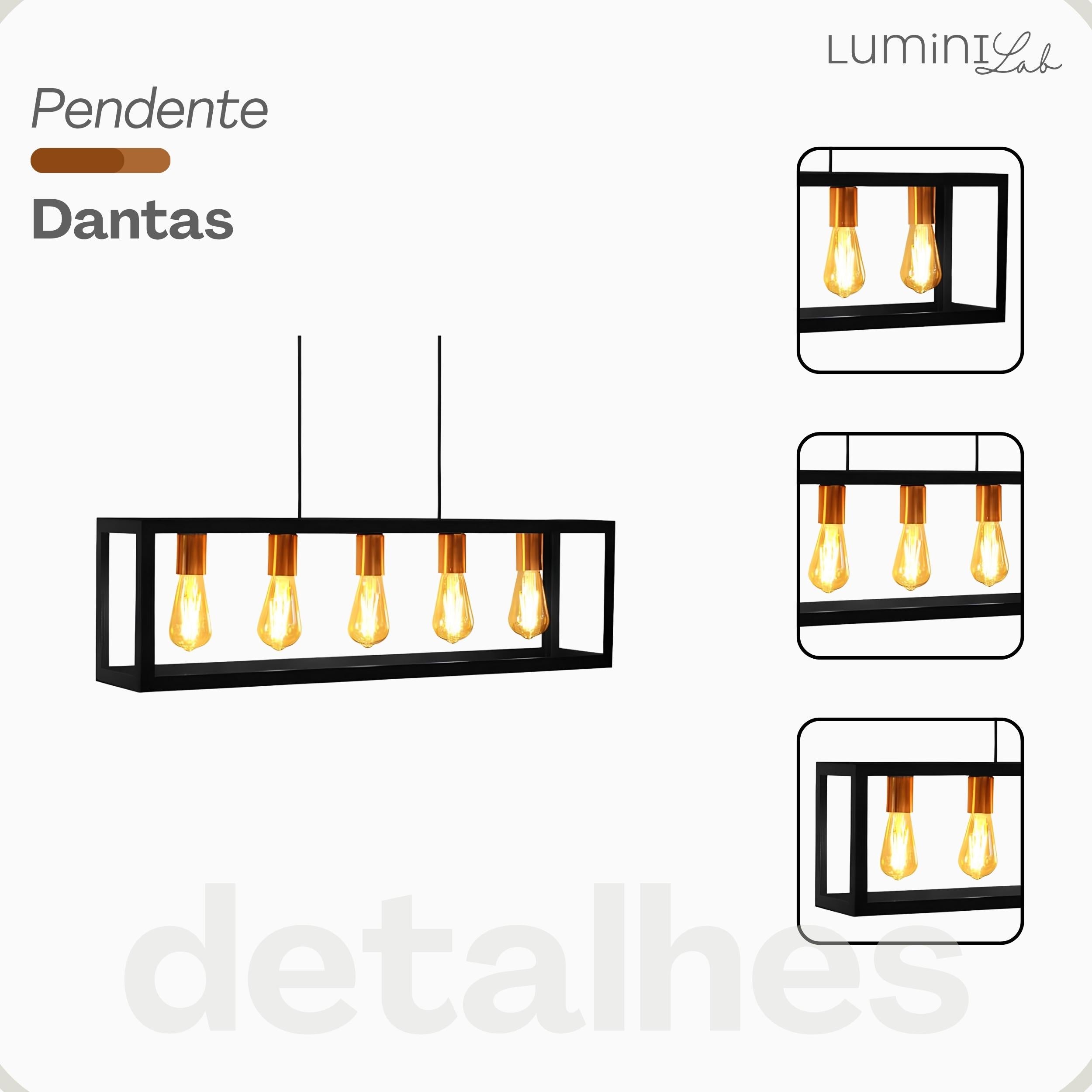 Pendente Dantas Aluminio Teto E27 5 Luzes Lumini Lab