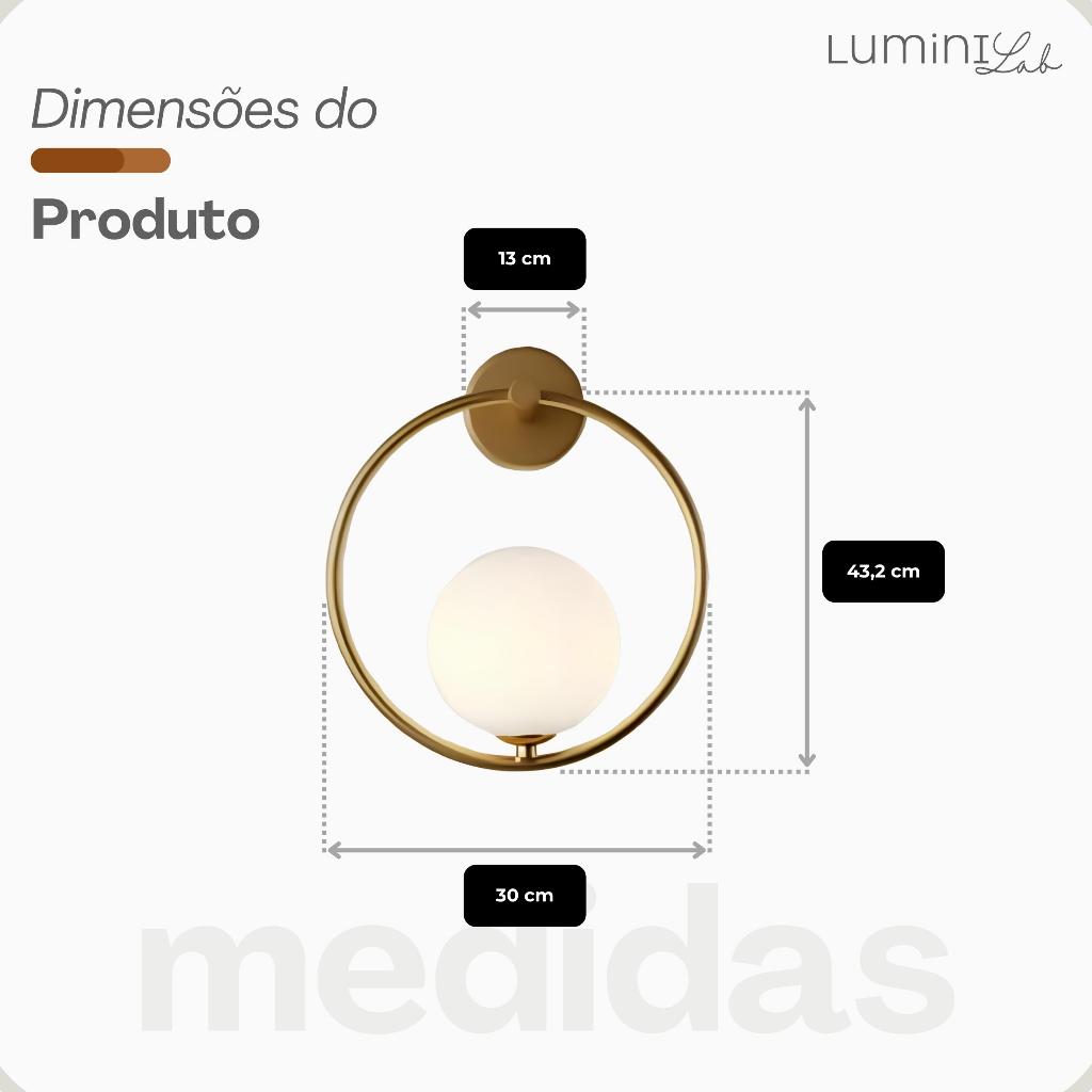 Arandela Arco Aluminio Parede 1 Luz G9 D12 Bivolt Lumini Lab