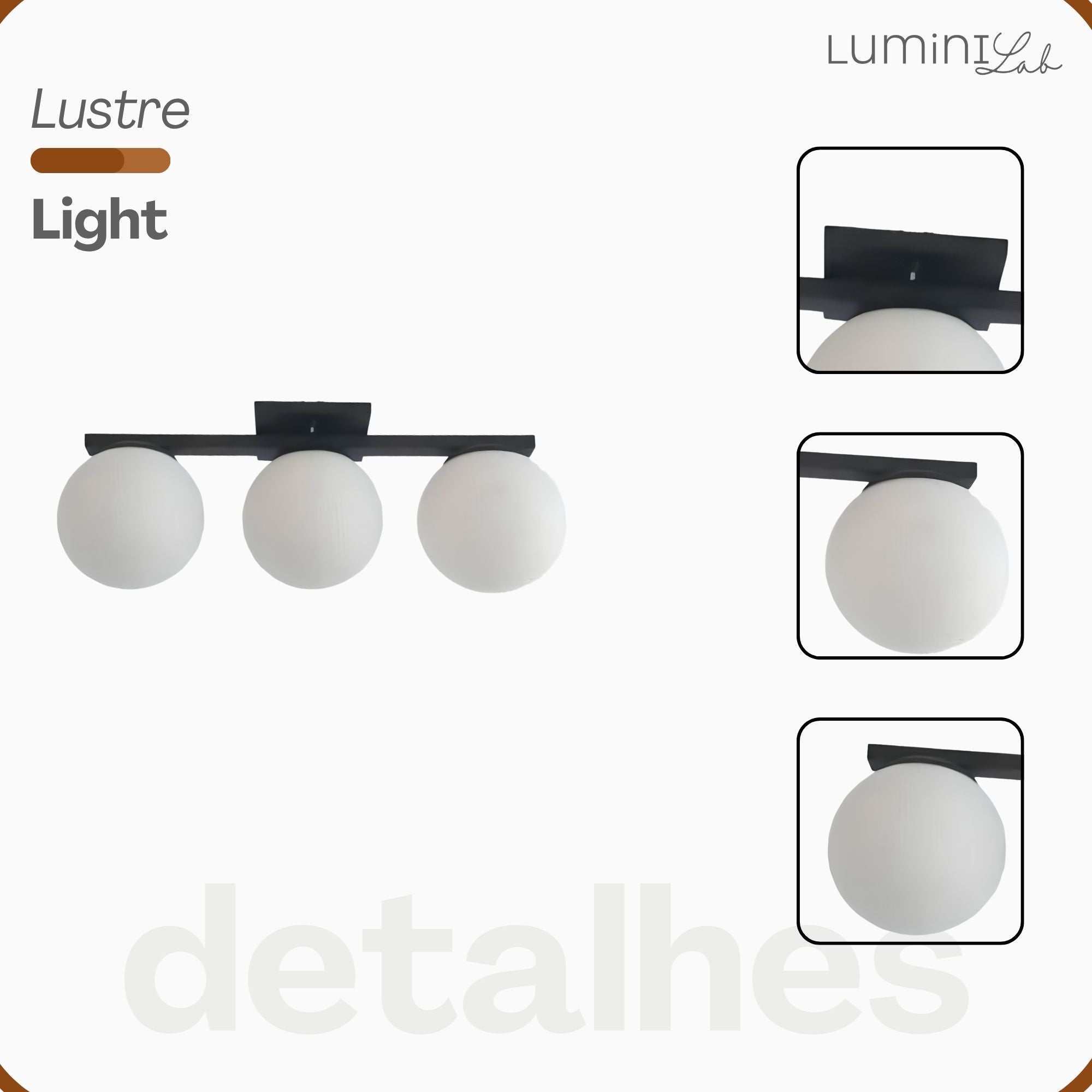 Plafon Light Aluminio Teto 3 Luzes G9 D12 Bivolt Lumini Lab