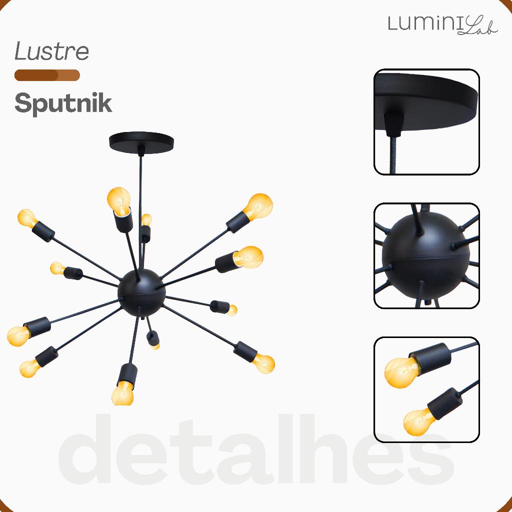 Pendente Sputnik Aluminio Teto E27 12 Luzes Lumini Lab