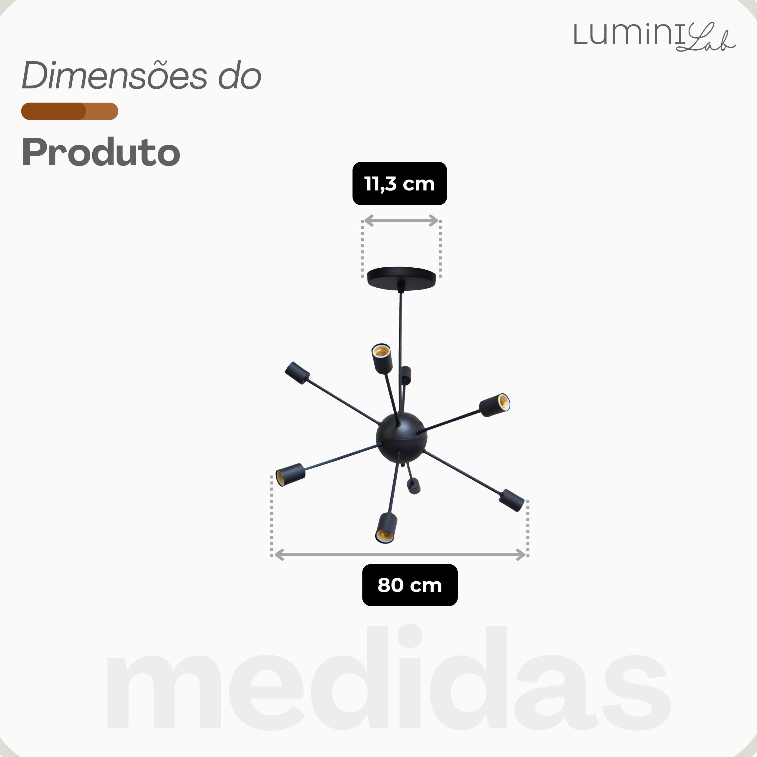 Pendente Sputnik Aluminio 8 Luzes E27 Lumini Lab