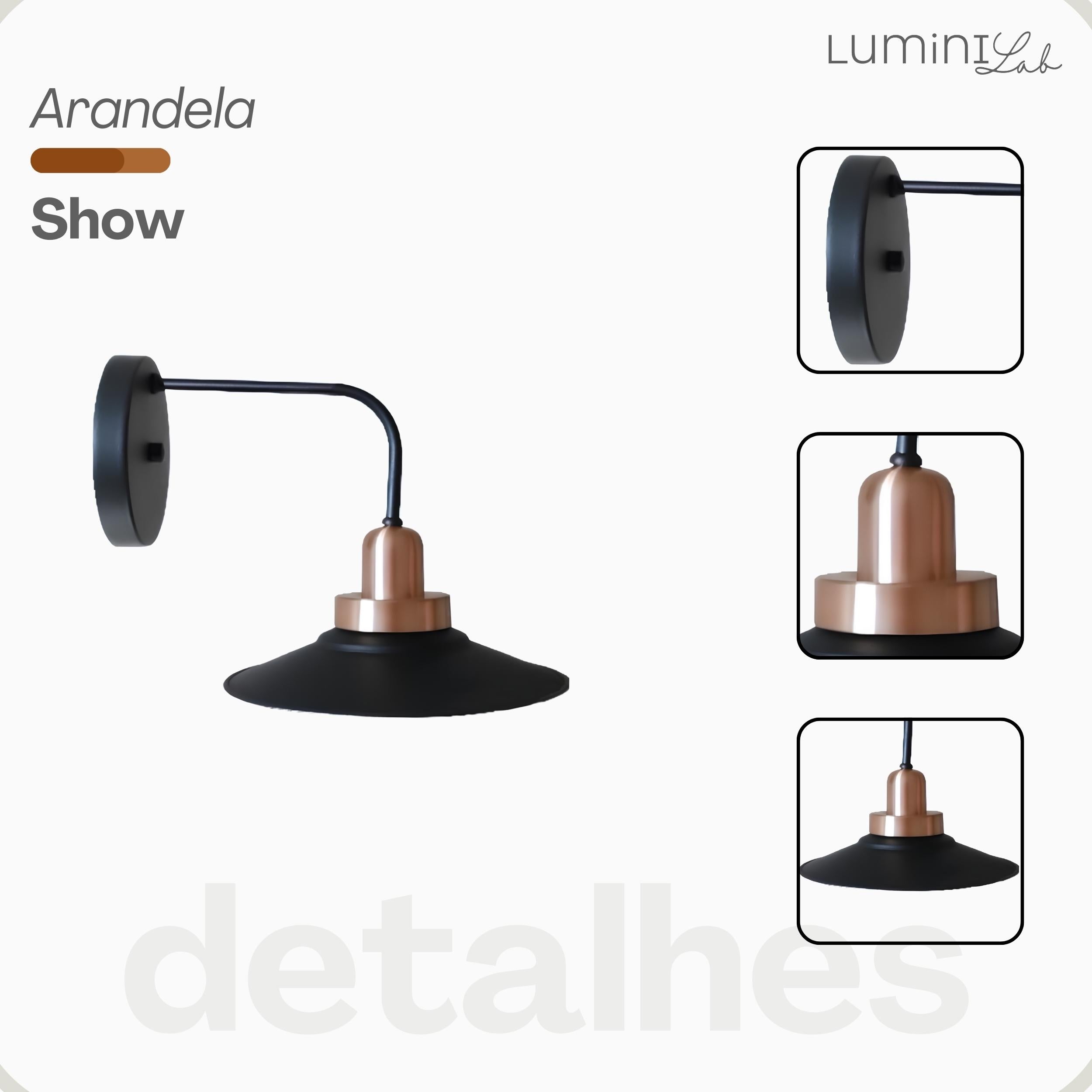 Arandela Show Aluminio Parede E27 1 Luz Lumini Lab