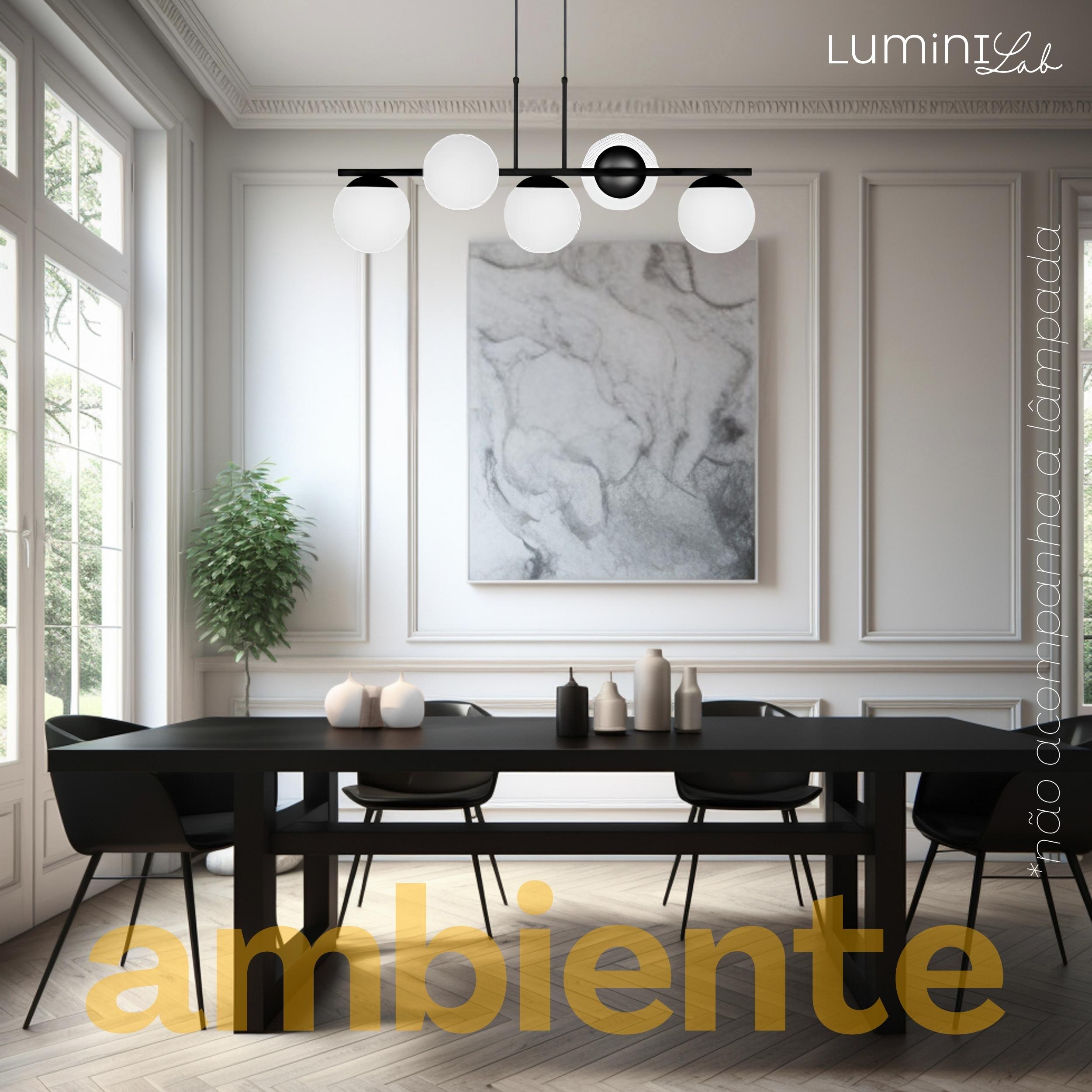 Pendente Hanover Aluminio D15 Teto E27 5 Luzes Lumini Lab