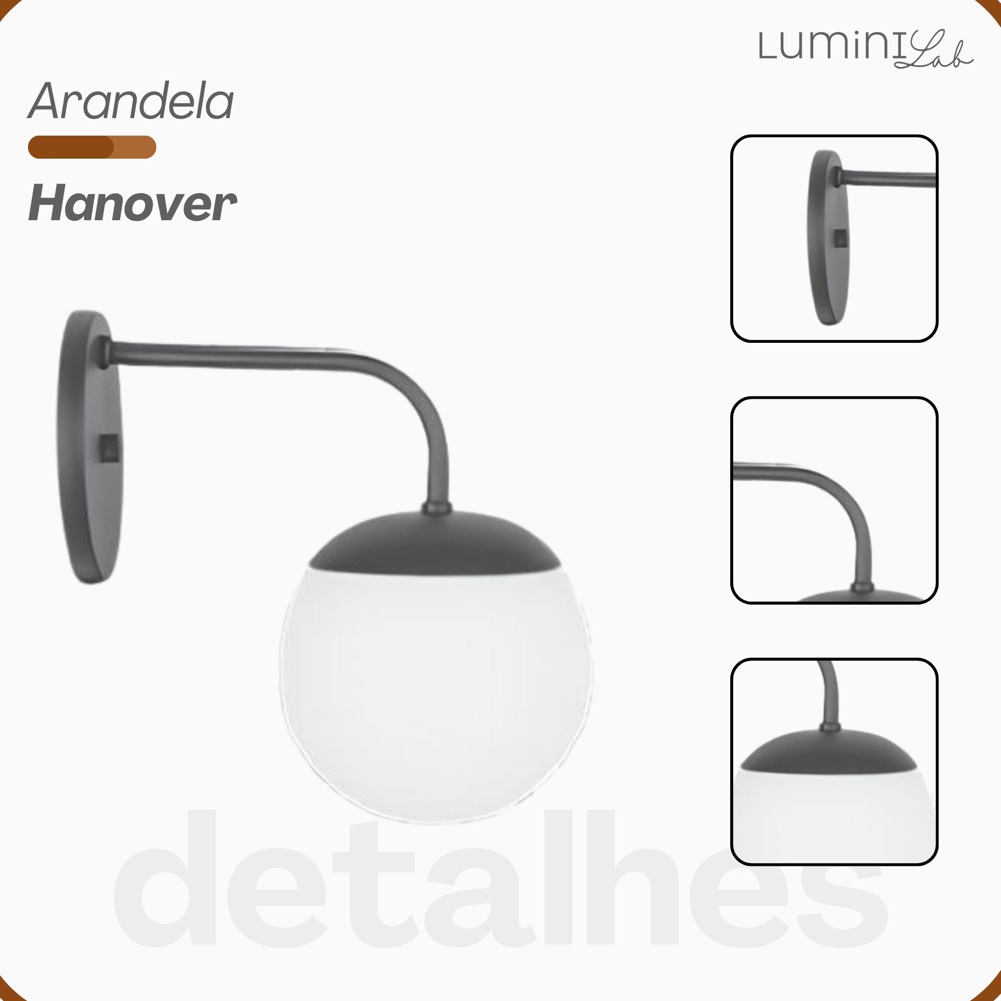 Arandela Hanover Aluminio D12 Parede G9 1 Luz Lumini Lab