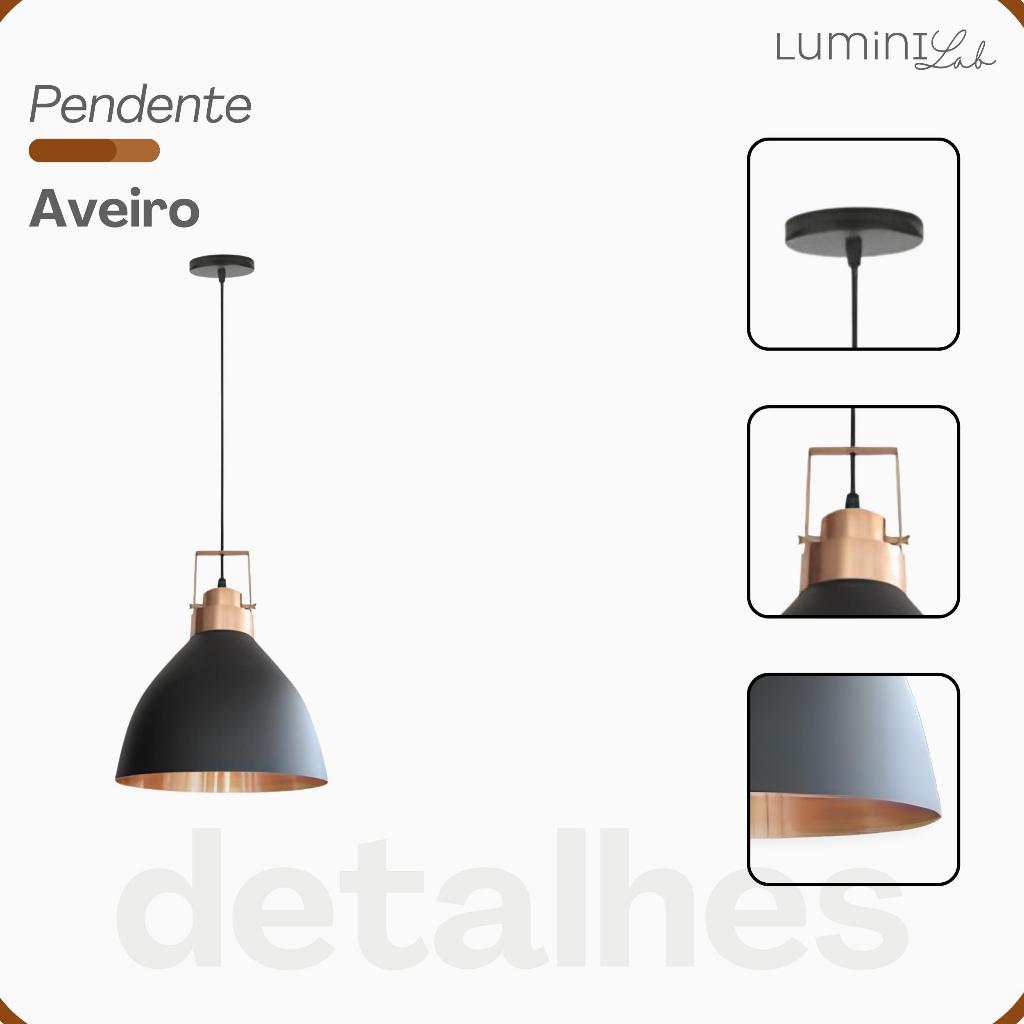 Pendente Aveiro 400 Aluminio Teto E27 1 Luz Lumini Lab