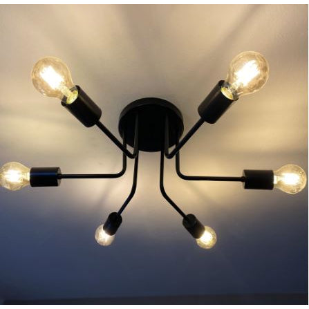 Plafon Aranha Aluminio Teto 6 Luzes E27 Bivolt Lumini Lab