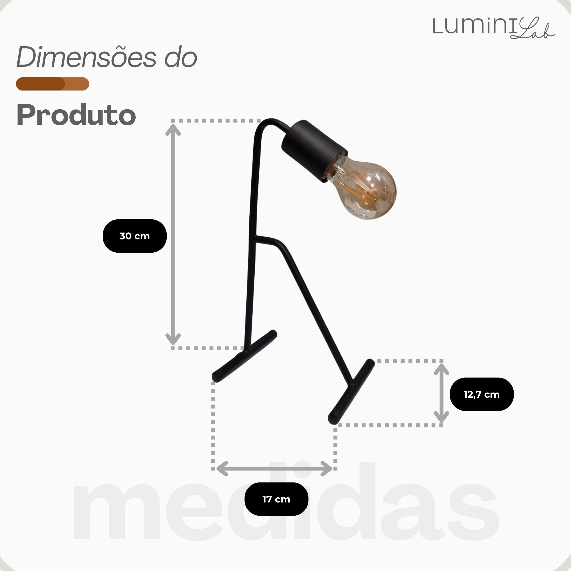 Luminaria de Mesa Pix Aluminio 1 Luz E27 Bivolt Lumini Lab