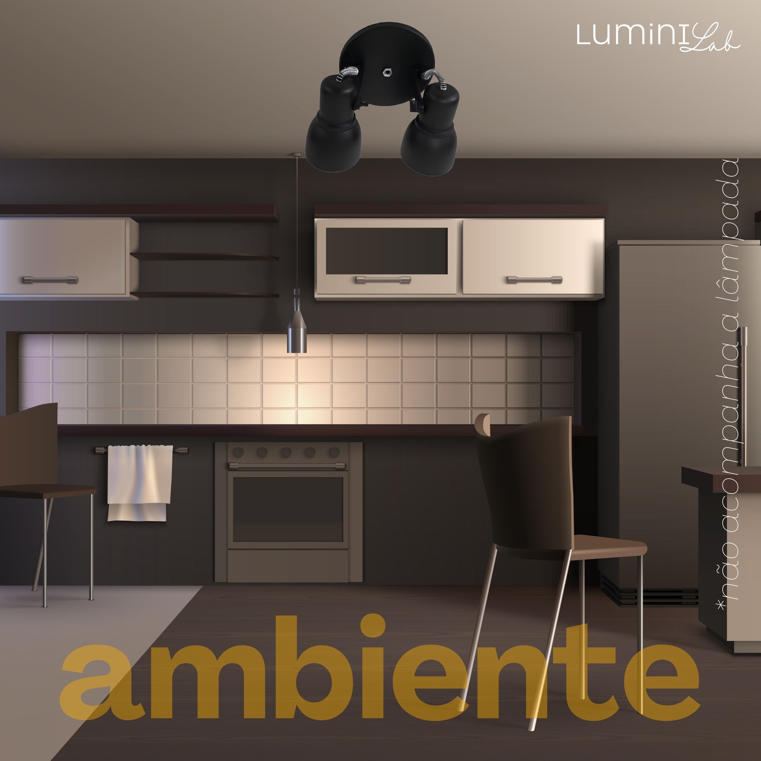 Spot Light Aluminio Teto E27 2 Luzes Lumini Lab