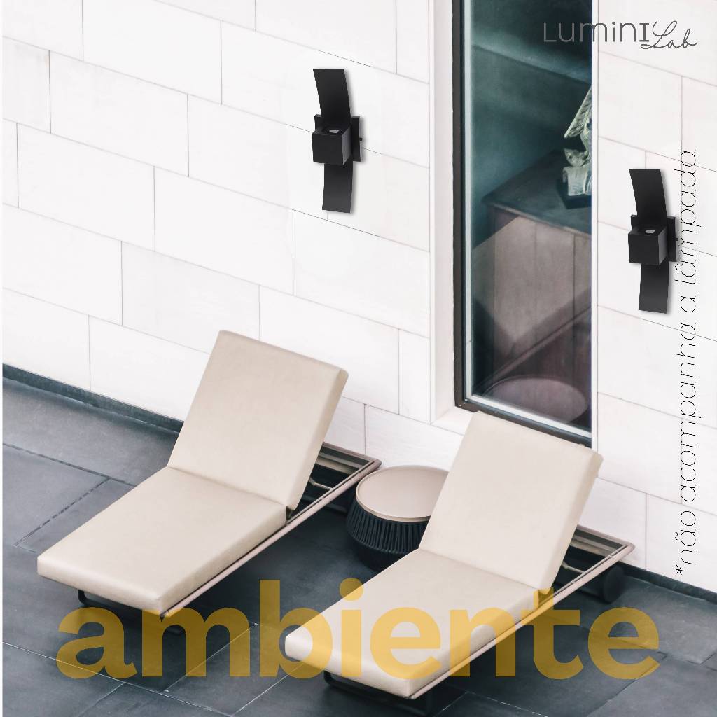 Arandela Box com Aba Aluminio 2 Fachos Parede 1 Luz G9 Bivolt Lumini Lab