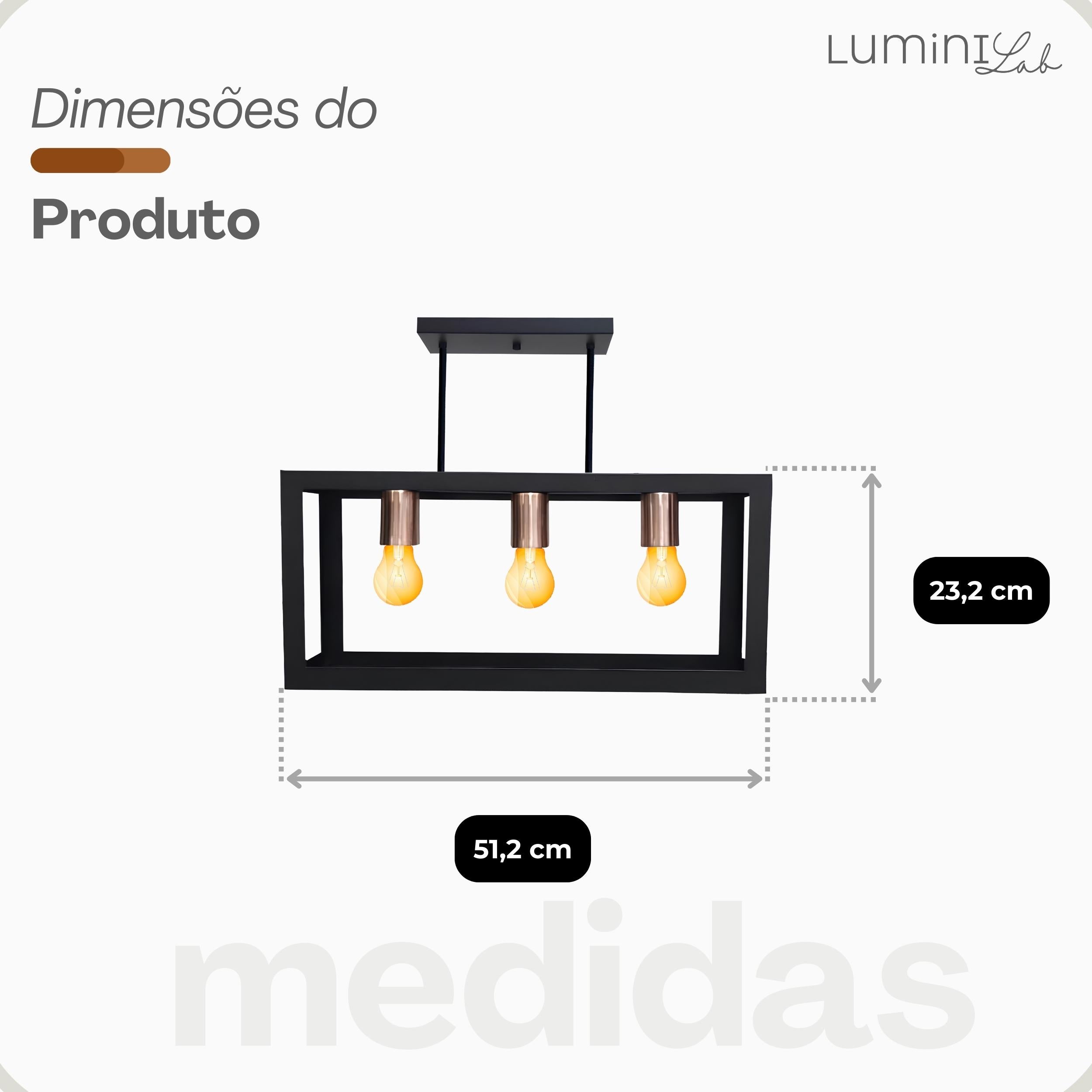 Pendente Dantas Aluminio Teto E27 1 Luz Lumini Lab