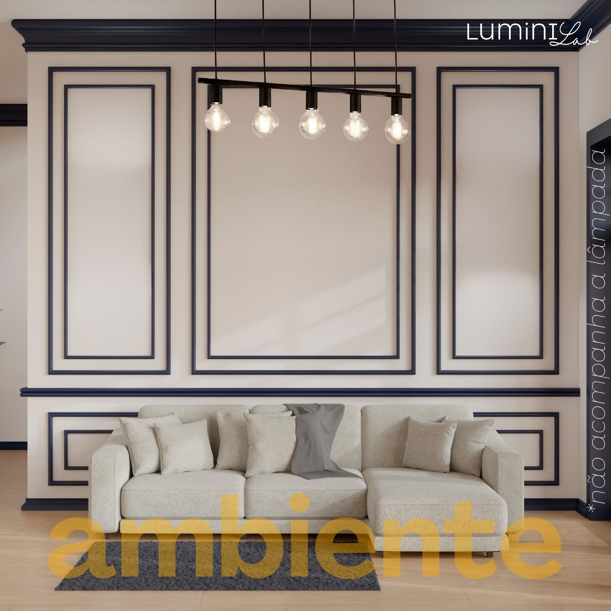 Pendente Koppla Aluminio Teto Cabo 1 metro 5 Luzes E27 Bivolt Lumini Lab