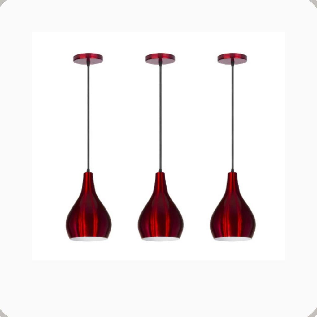 Kit 3x Pendente Nepal Aluminio Teto E27 1 Luz Lumini Lab