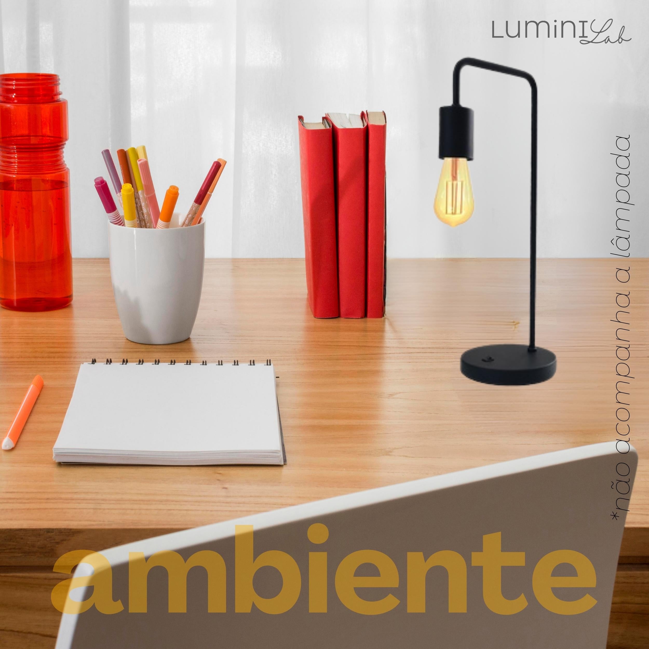 Luminaria de Mesa Vintage Aluminio E27 1 Luz Fixa Lumini Lab