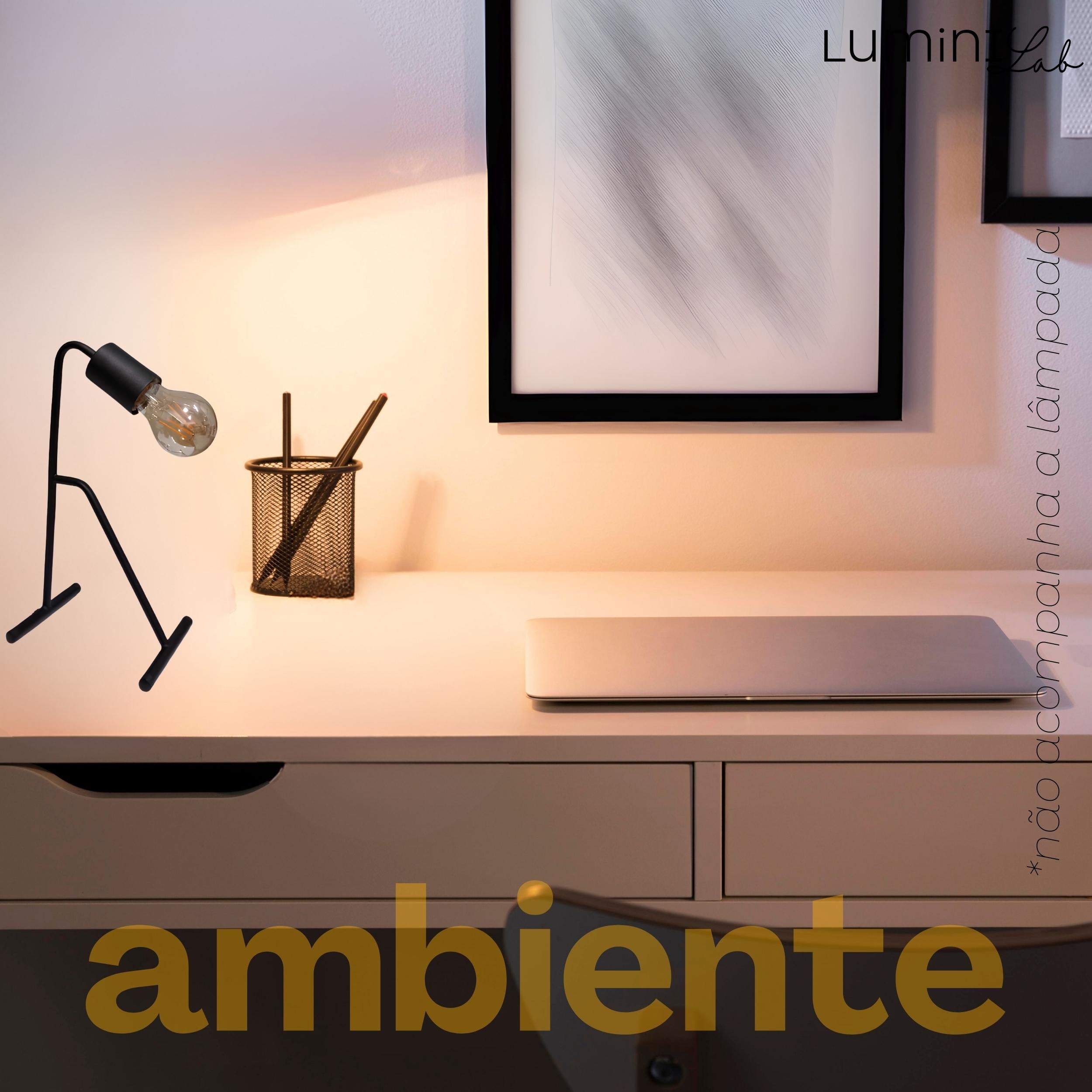 Luminaria de Mesa Pix Aluminio 1 Luz E27 Bivolt Lumini Lab