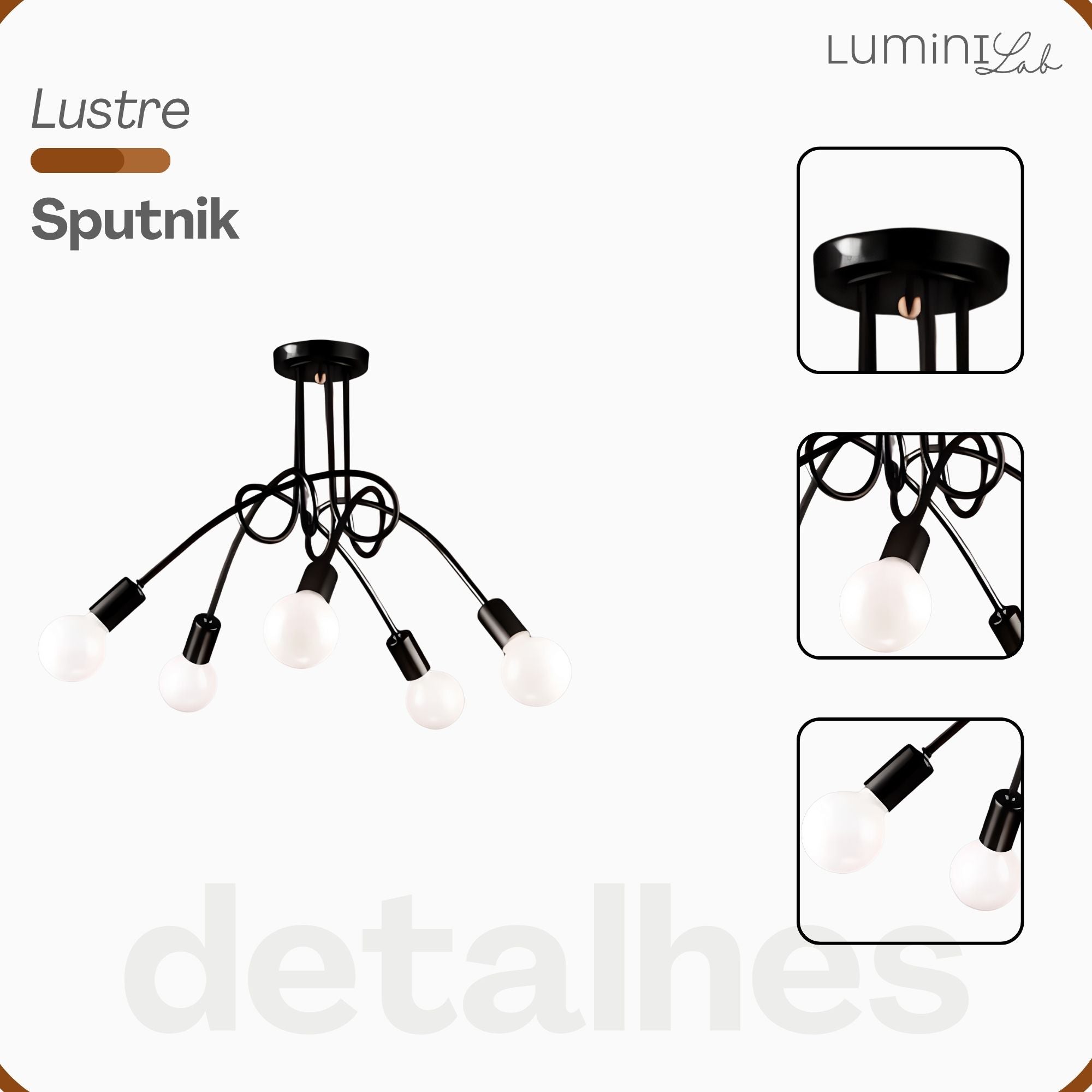Plafon Laço Aluminio Teto E27 5 Luzes Lumini Lab