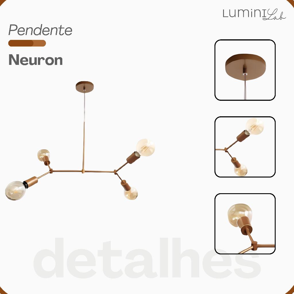 Pendente Teto Neuron Aluminio 4 Luzes E27 Cabo 1 metro Lumini Lab