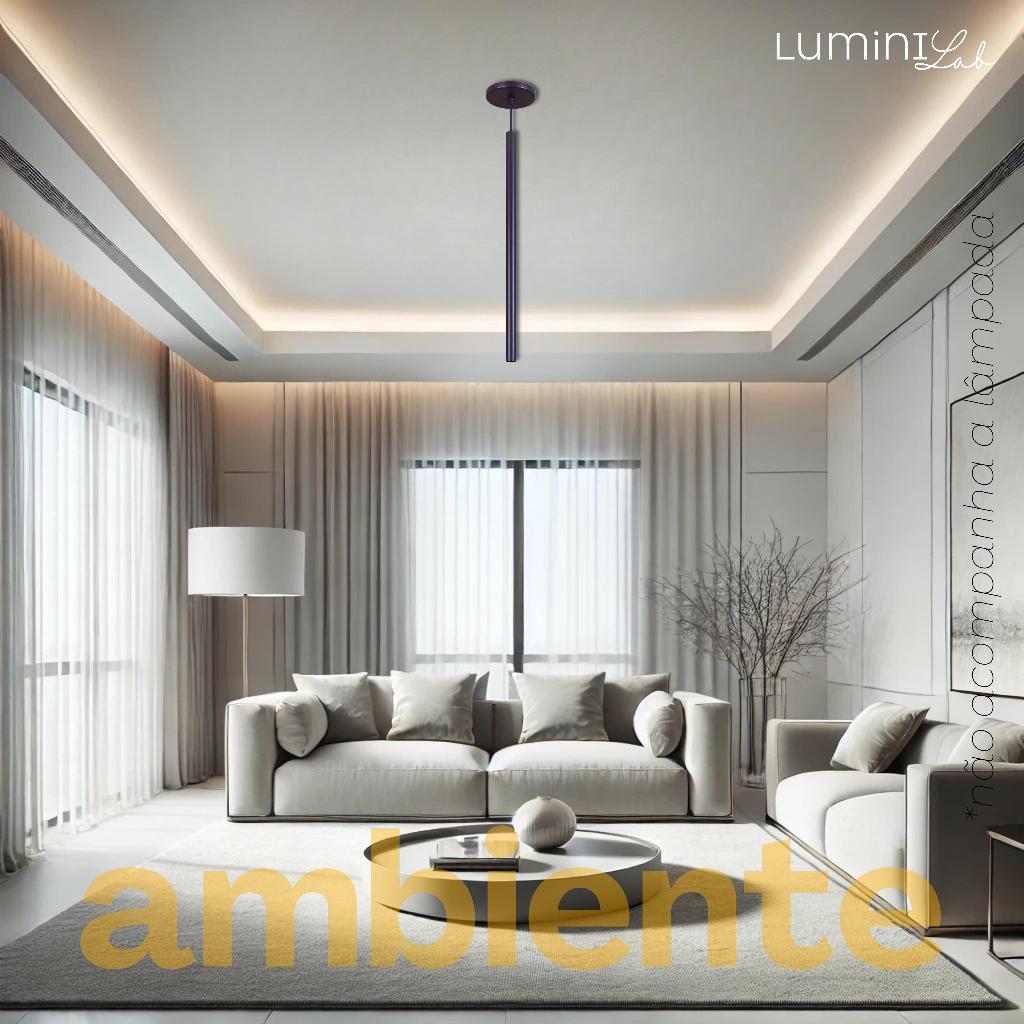 Pendente Tubinho Aluminio Teto Cabo 1 metro 1 Luz GU10 Bivolt Lumini Lab