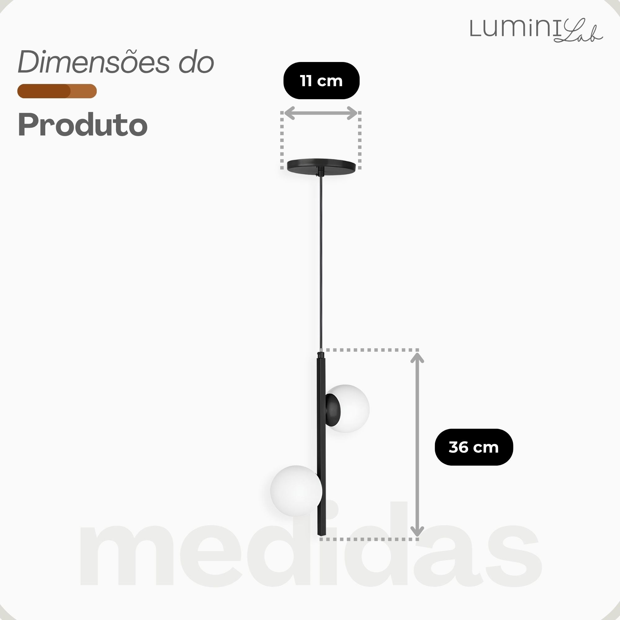 Pendente Bahrein Aluminio Teto Cabo 1 metro 2 Luzes G9 D12 Bivolt Lumini Lab
