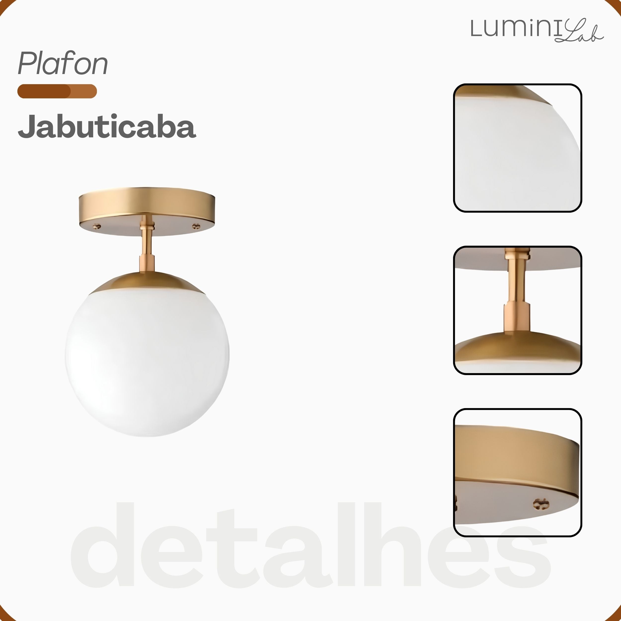 Plafon Jabuticaba Aluminio Teto 1 Luz E27 D15 Bivolt Lumini Lab