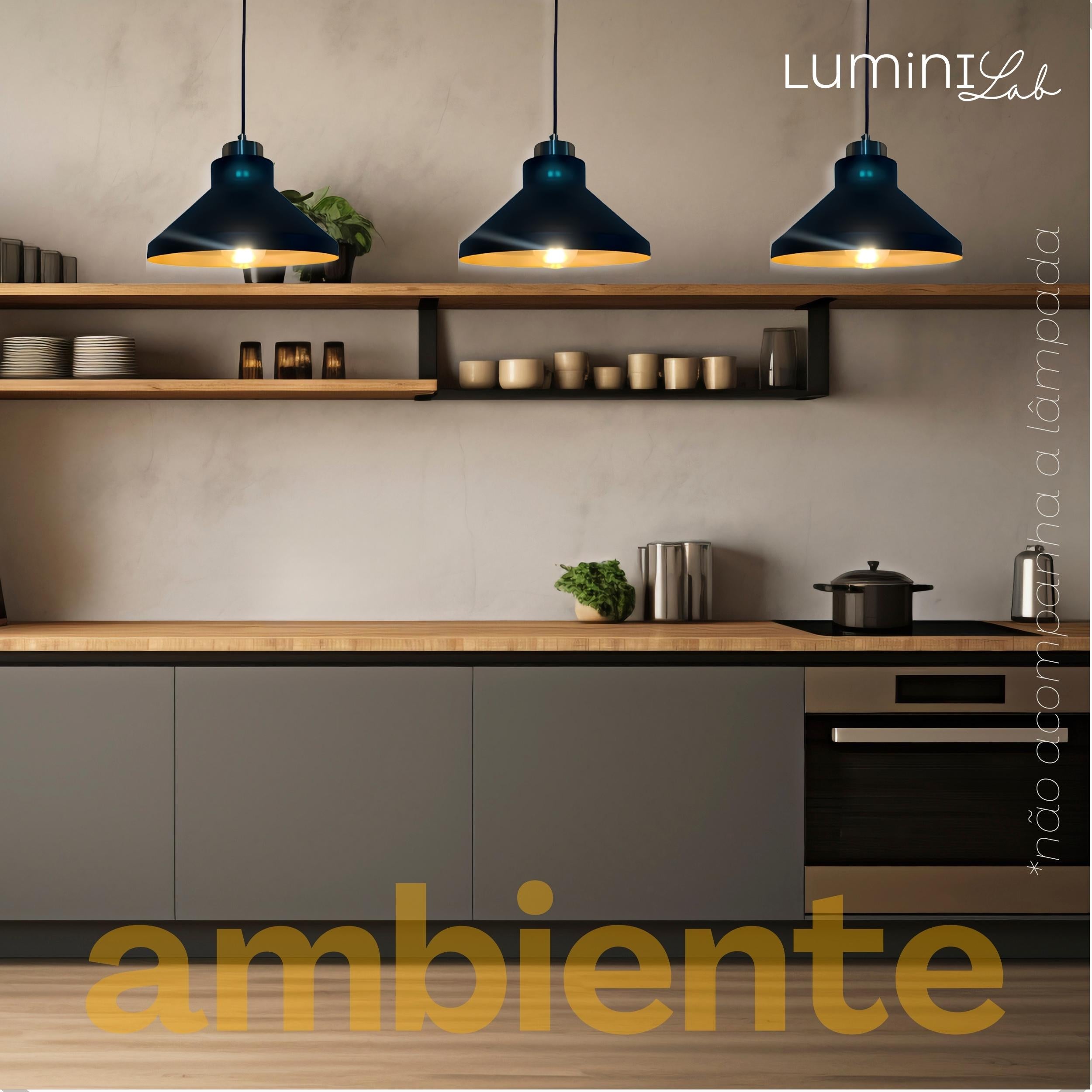 Pendente Aurora Aluminio Teto E27 1 Luz Lumini Lab