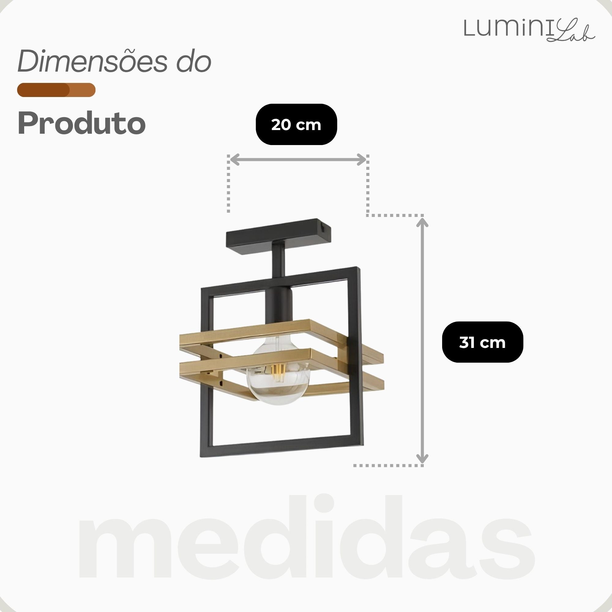 Plafon Moldura Aluminio Teto 1 Luz E27 Bivolt Lumini Lab