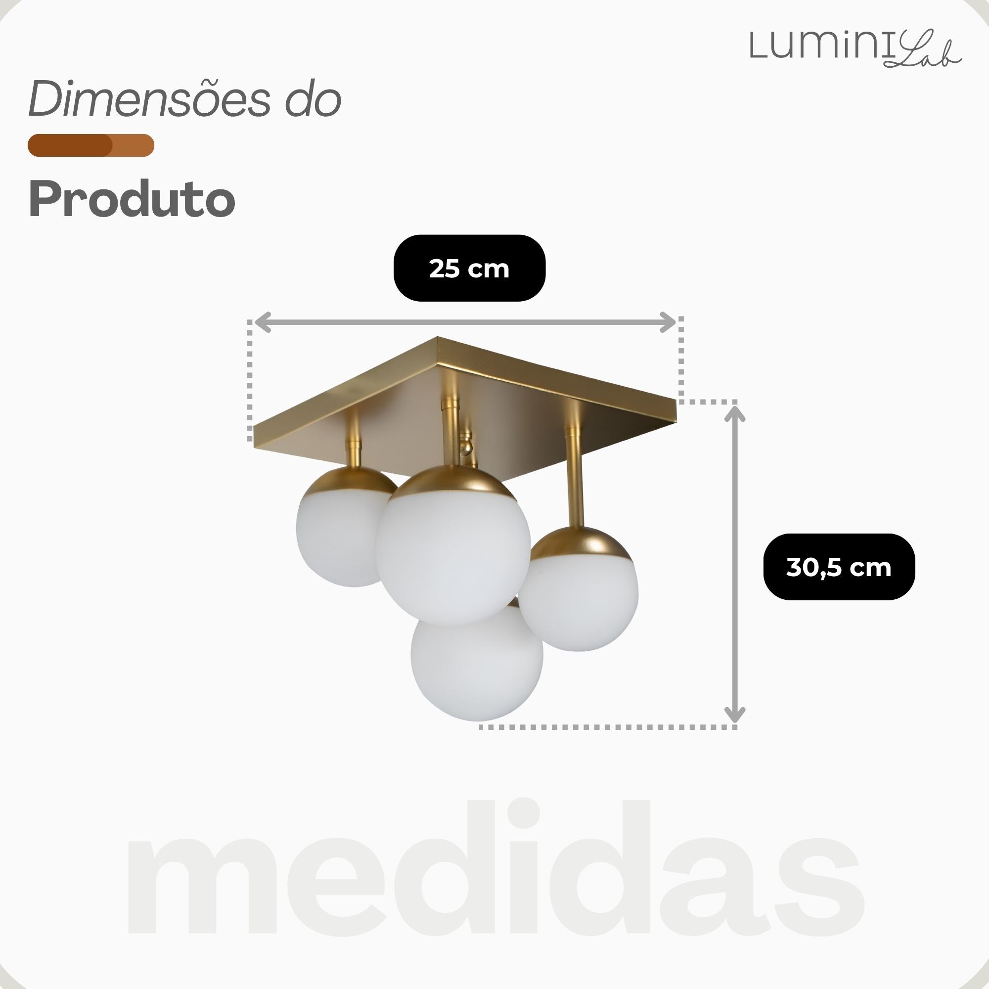 Plafon Jabuticaba Aluminio Teto 4 Luzes G9 D12 Bivolt Lumini Lab