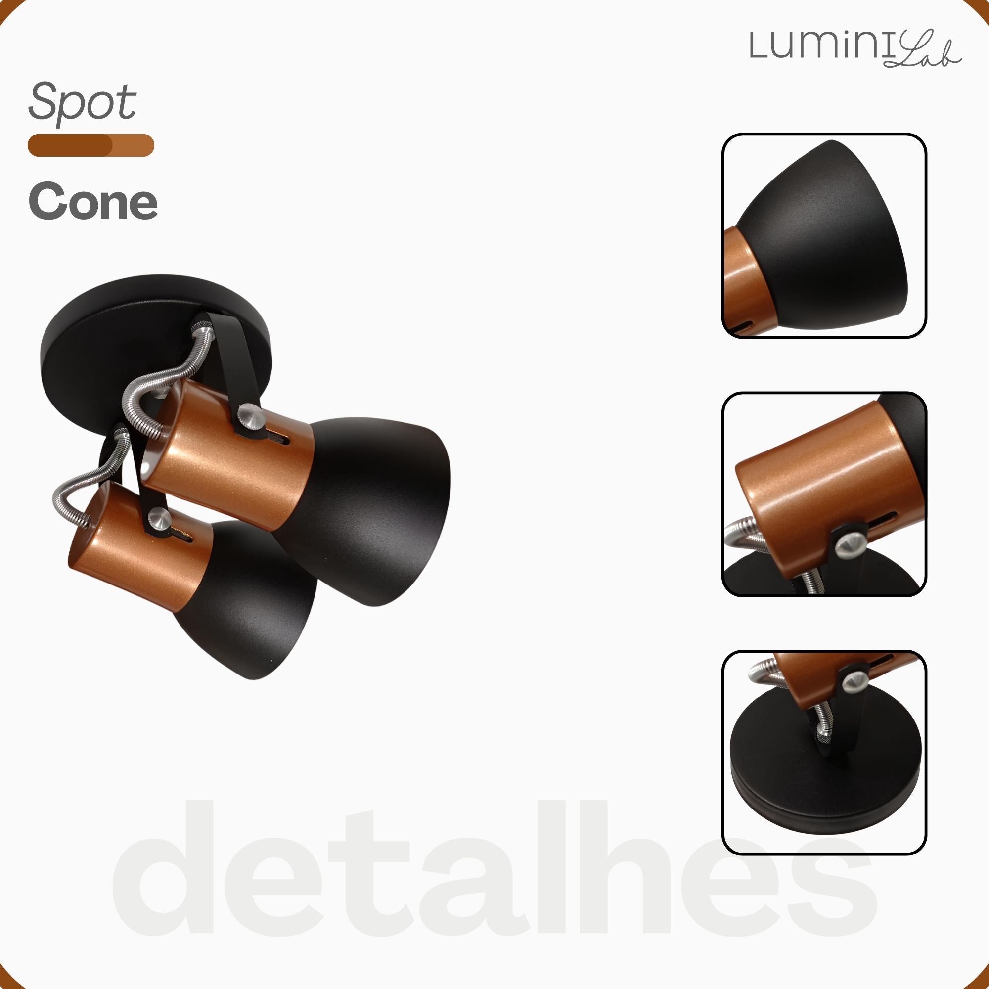 Spot Cone Aluminio 2 Lâmpadas E27 Lumini Lab