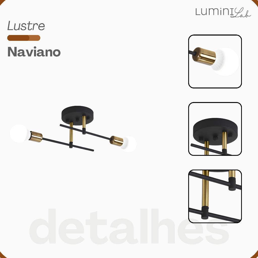 Plafon Naviano Aluminio Teto E27 2 Luzes Lumini Lab