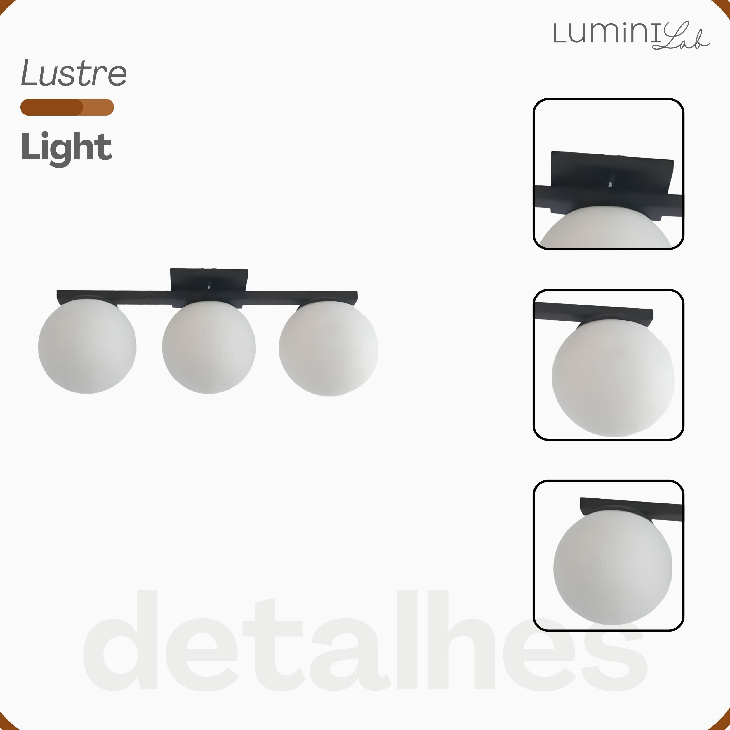 Plafon Light Aluminio Teto 3 Luzes G9 D12 Bivolt Lumini Lab