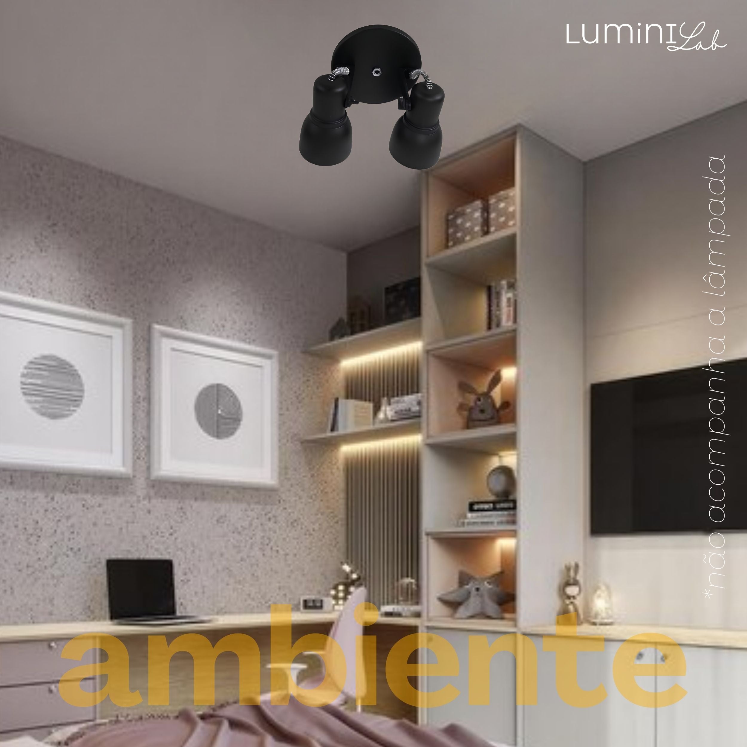 Spot Light Aluminio Teto E27 2 Luzes Lumini Lab