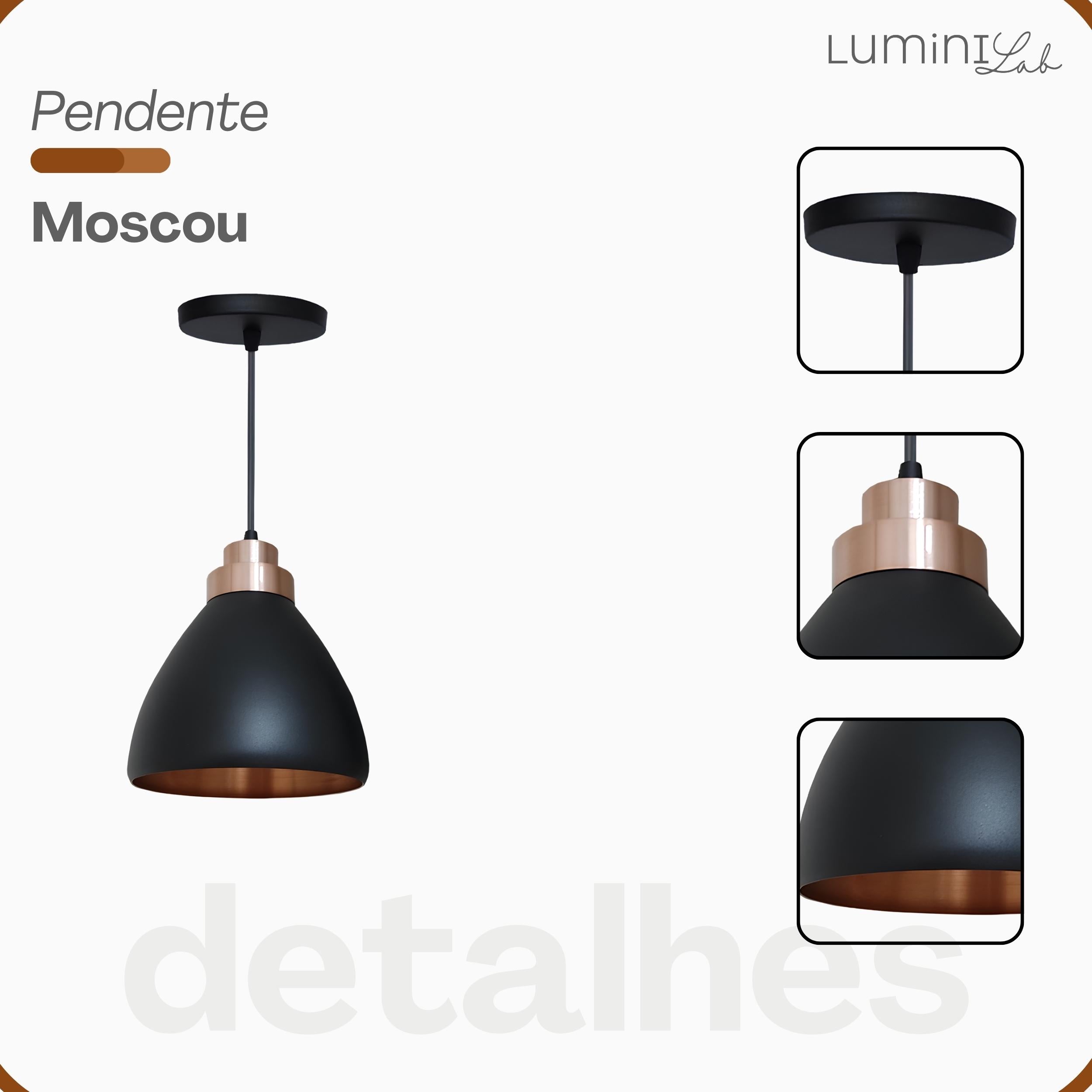 Pendente Moscou Aluminio Teto E27 1 Luz Lumini Lab