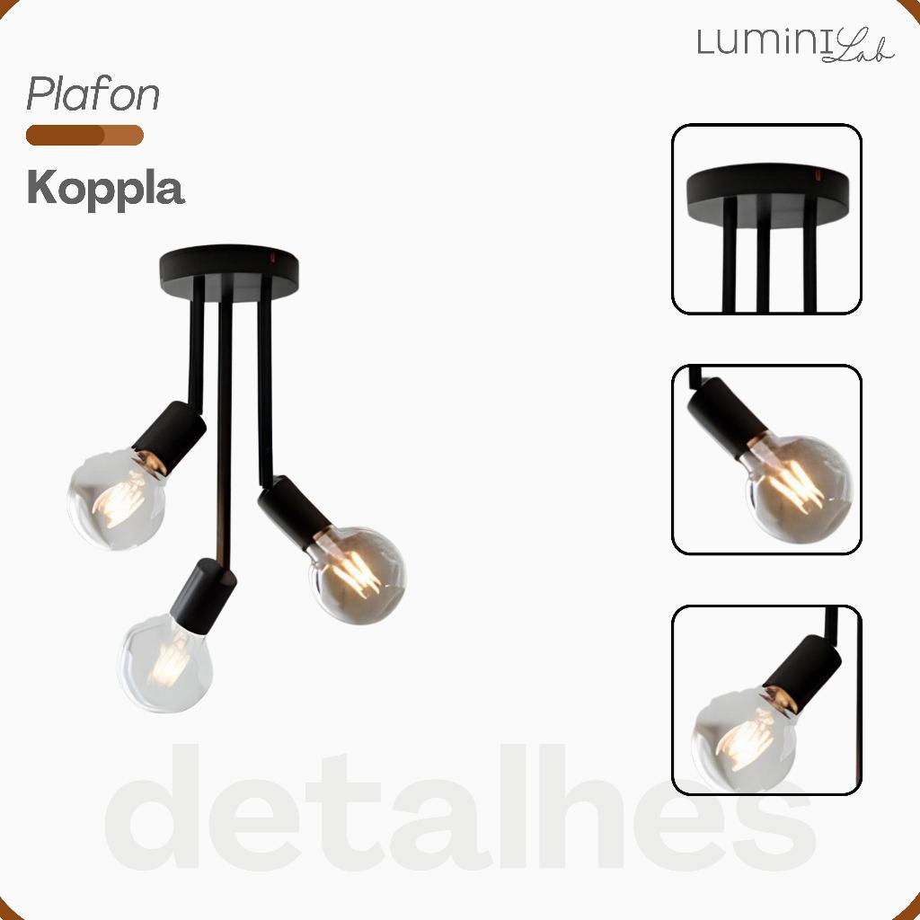 Plafon Koppla Aluminio Teto 3 Luzes E27 Bivolt Lumini Lab
