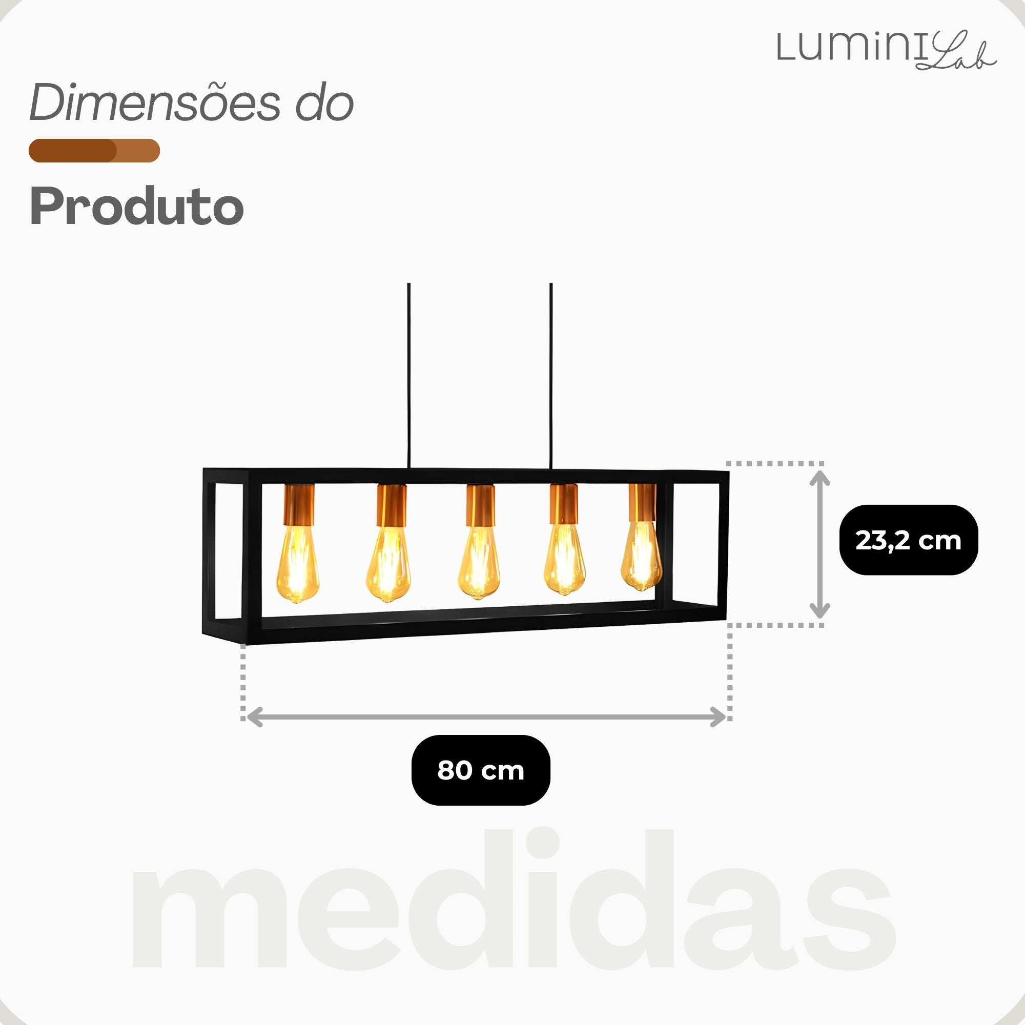 Pendente Dantas Aluminio Teto E27 5 Luzes Lumini Lab