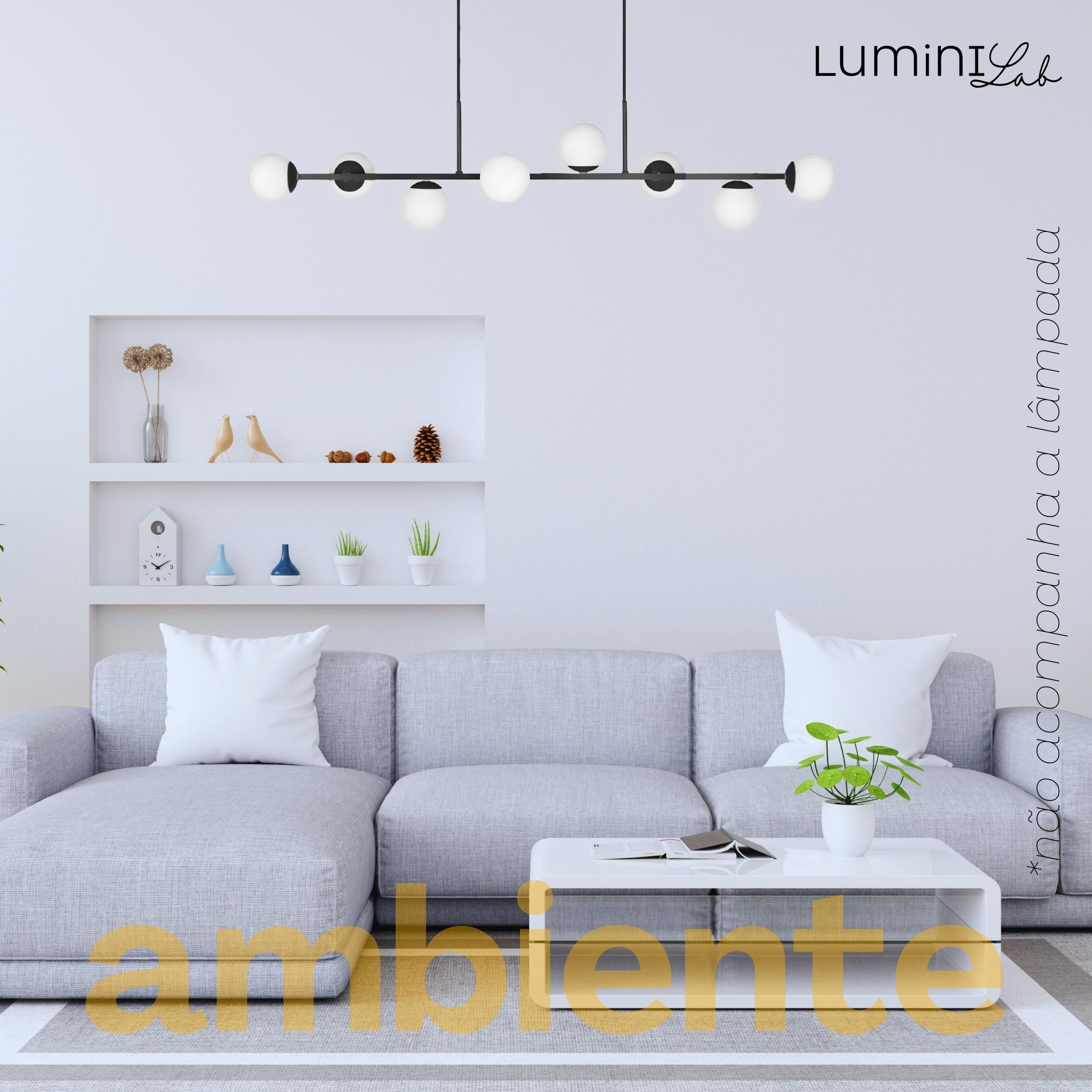 Pendente Bahrein Aluminio D12 Teto G9 8 Luzes Lumini Lab