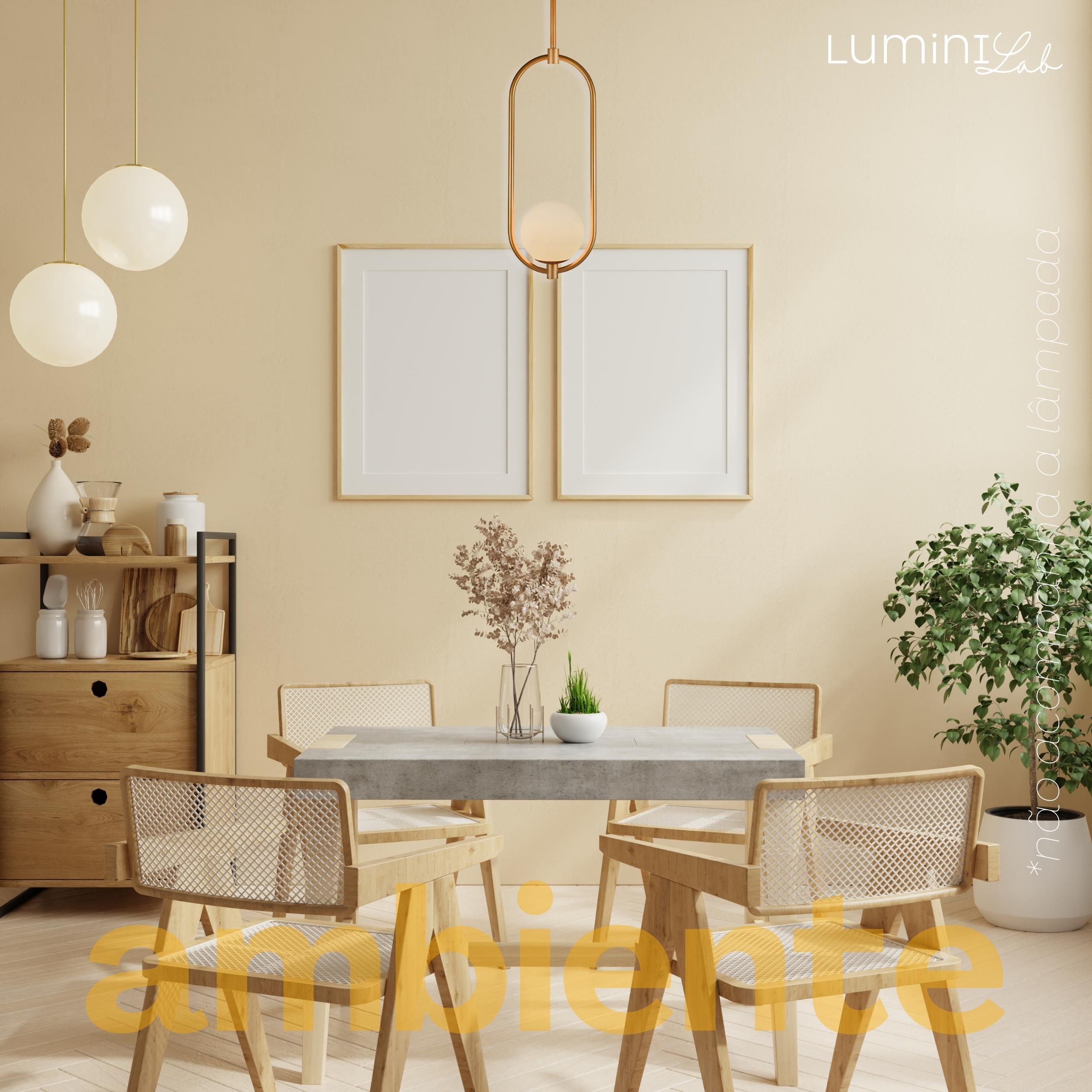 Pendente Arco Aluminio D12 Teto G9 1 Luz Lumini Lab
